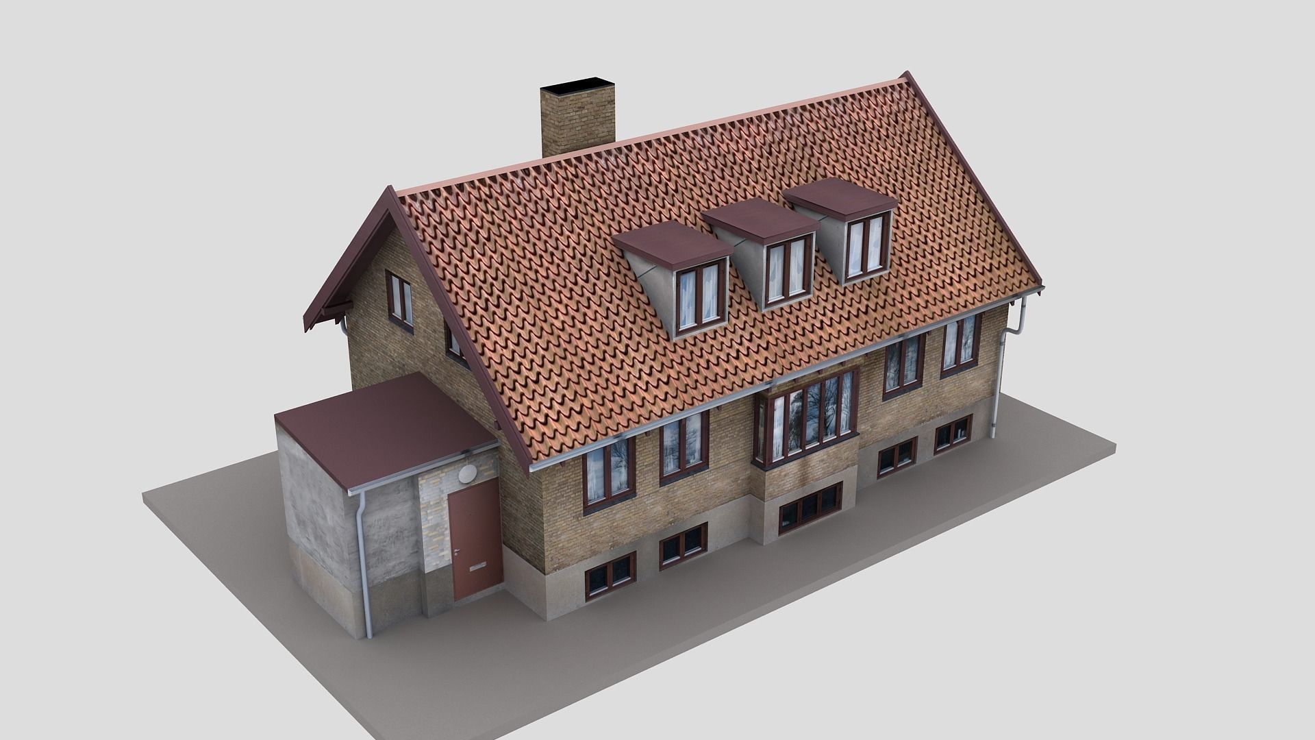 Realistic European City Block Building 28 Low-poly 3D model_4