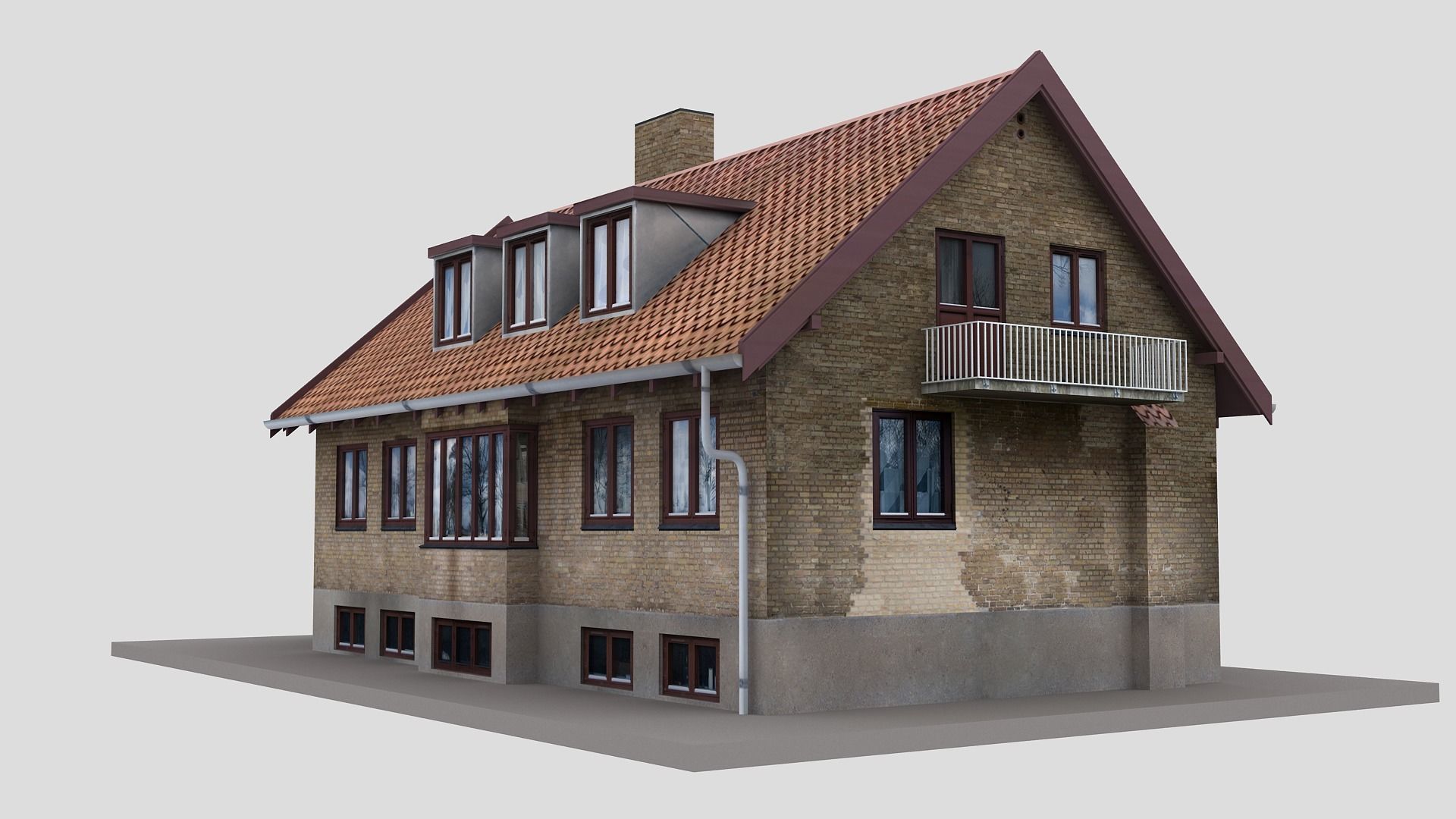 Realistic European City Block Building 28 Low-poly 3D model_7