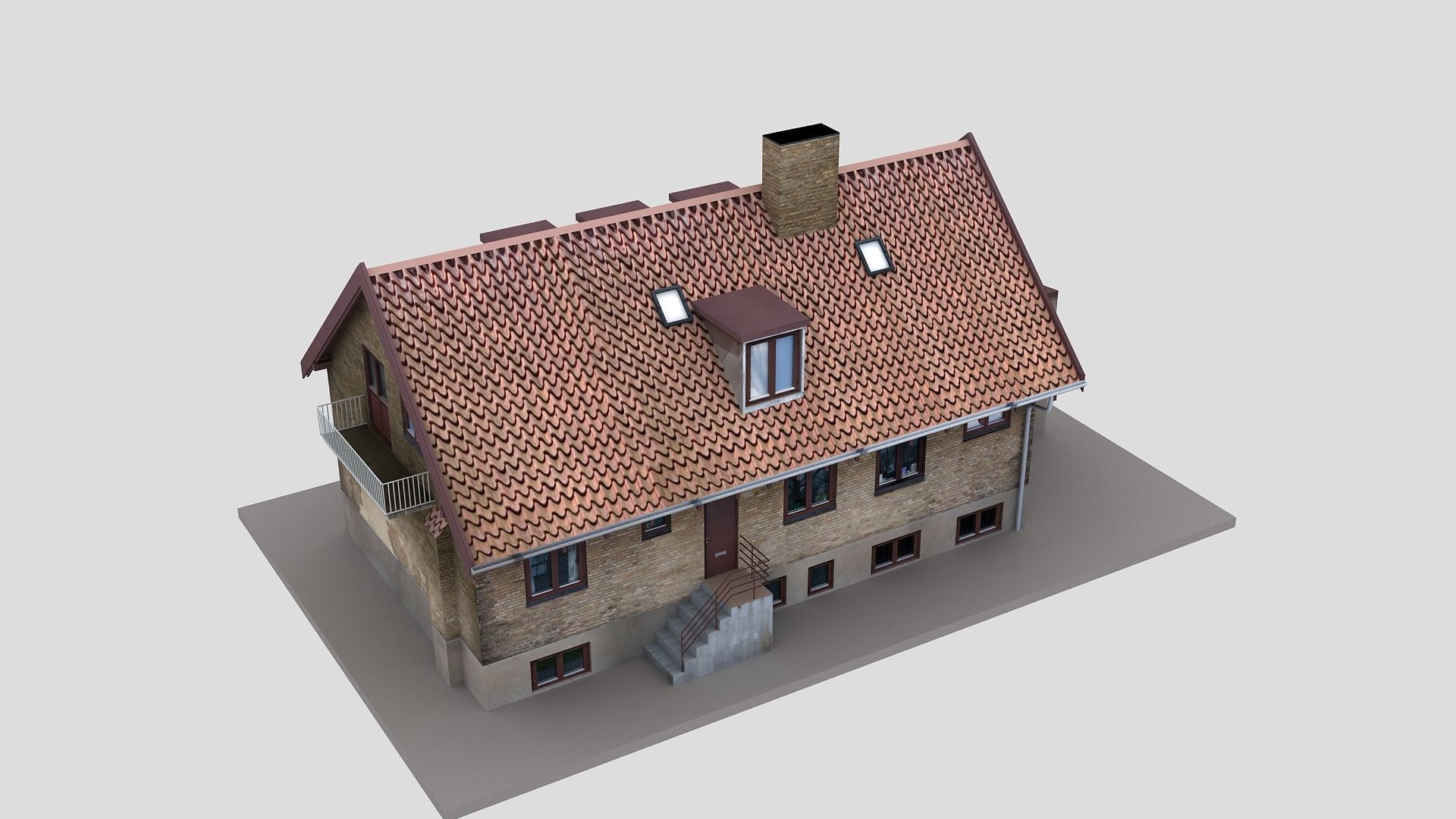 Realistic European City Block Building 28 Low-poly 3D model_6