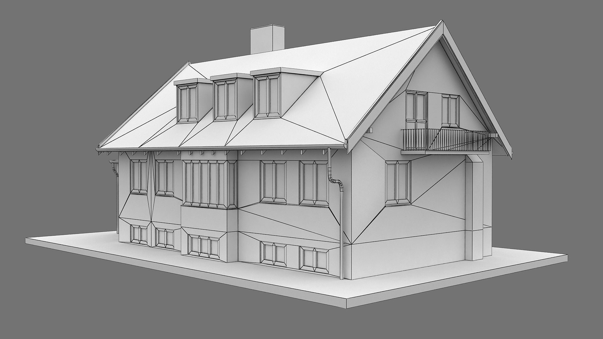 Realistic European City Block Building 28 Low-poly 3D model_11