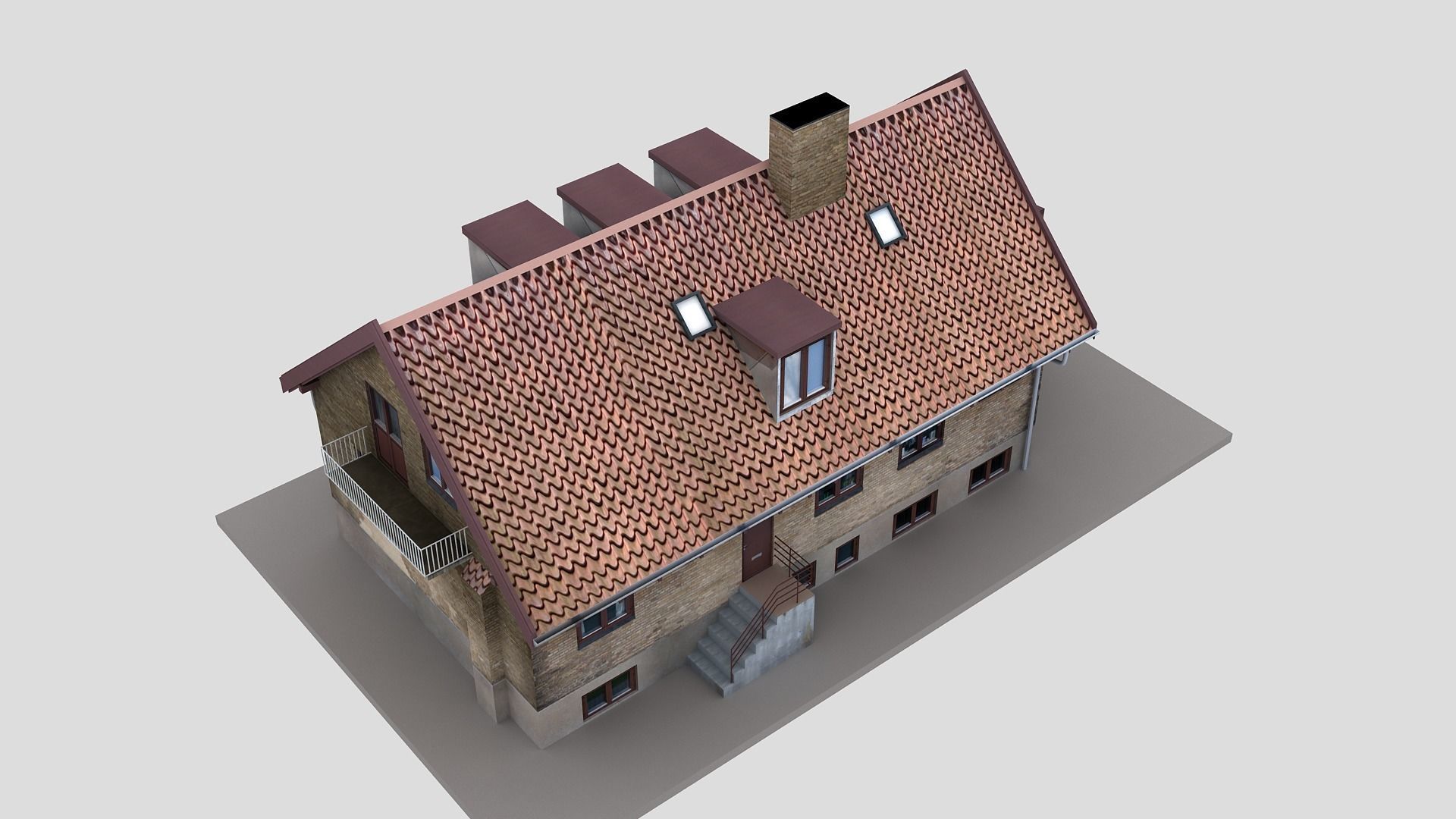Realistic European City Block Building 28 Low-poly 3D model_3
