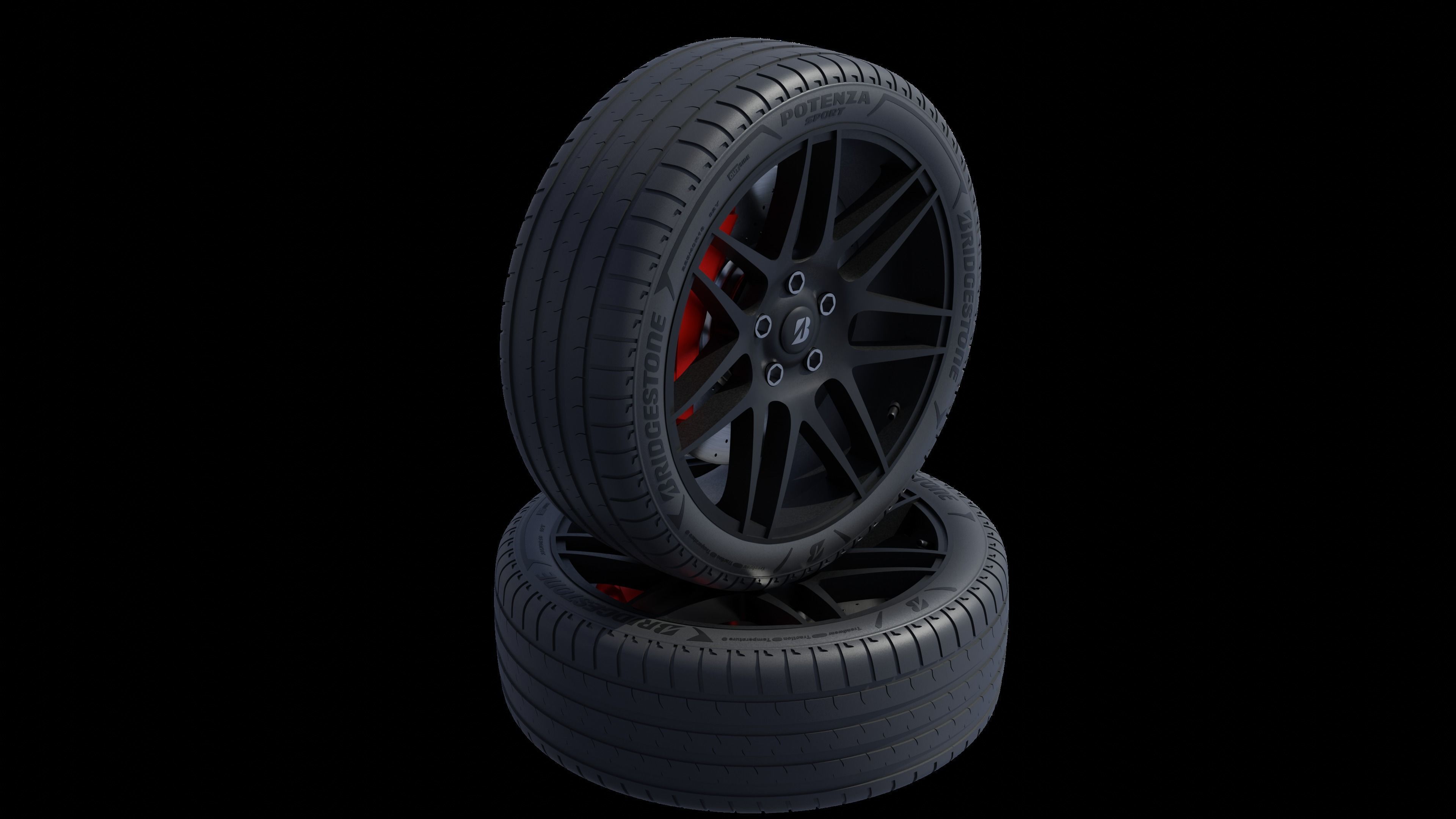 3d Wheel Model of Bridgestone POTENZA SPORT Low-poly 3D model_11