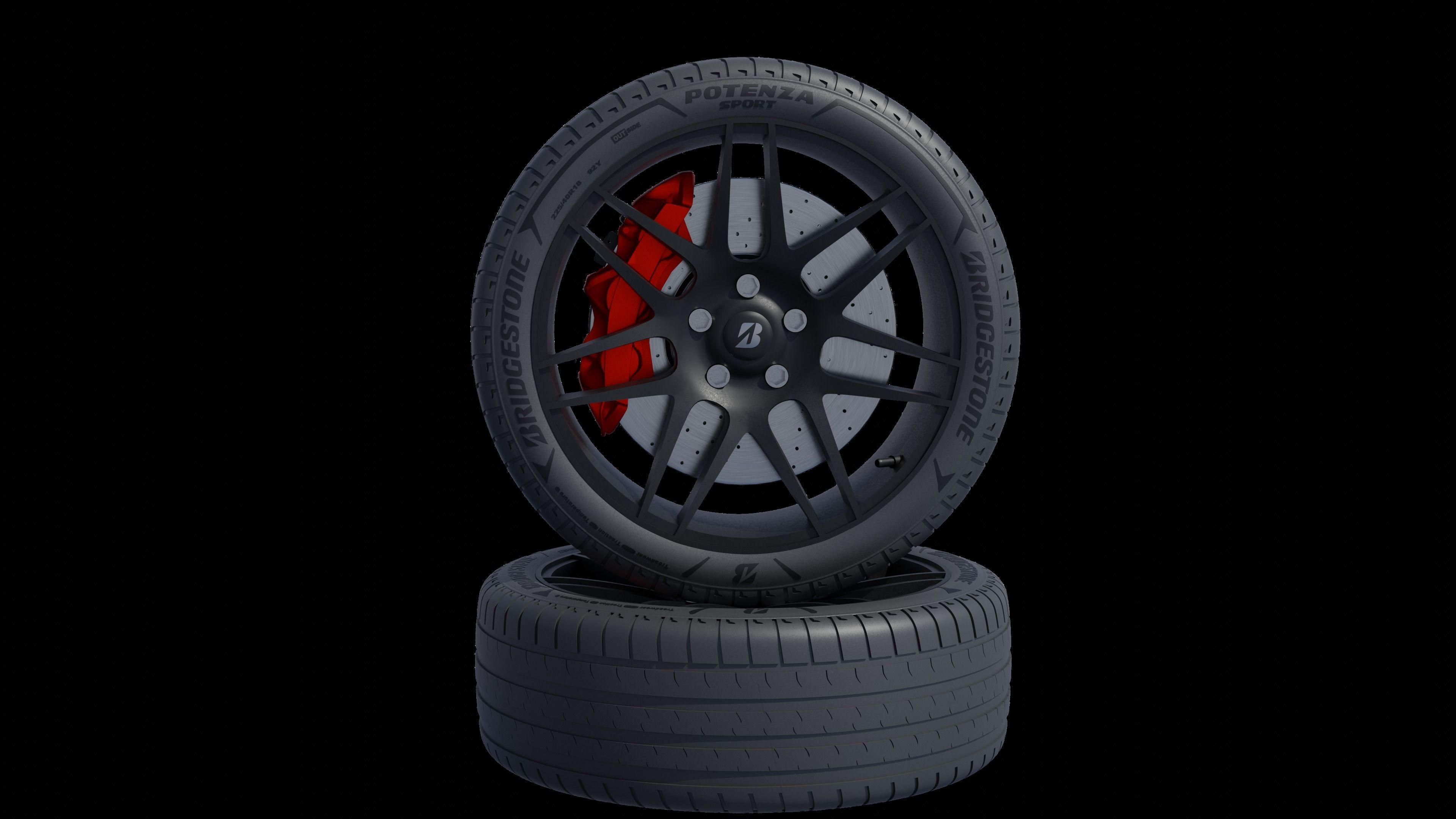 3d Wheel Model of Bridgestone POTENZA SPORT Low-poly 3D model_8