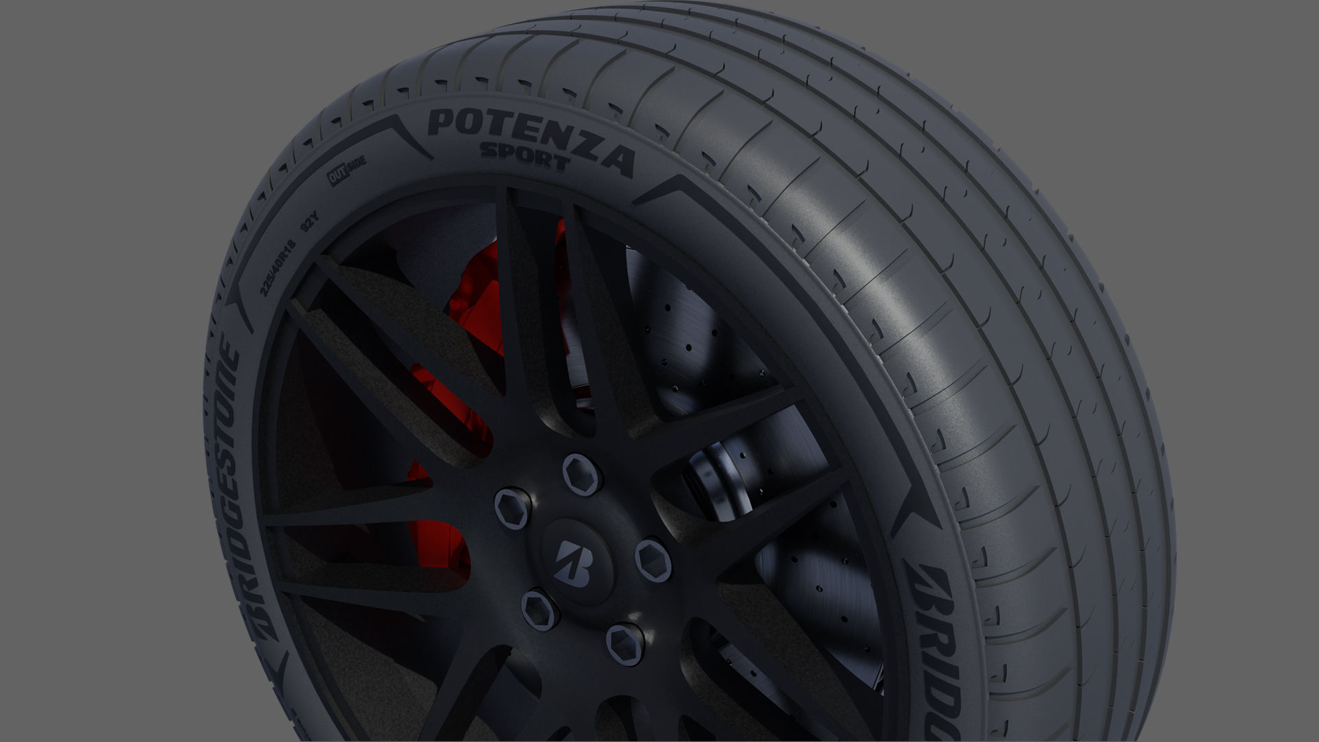 3d Wheel Model of Bridgestone POTENZA SPORT Low-poly 3D model_3