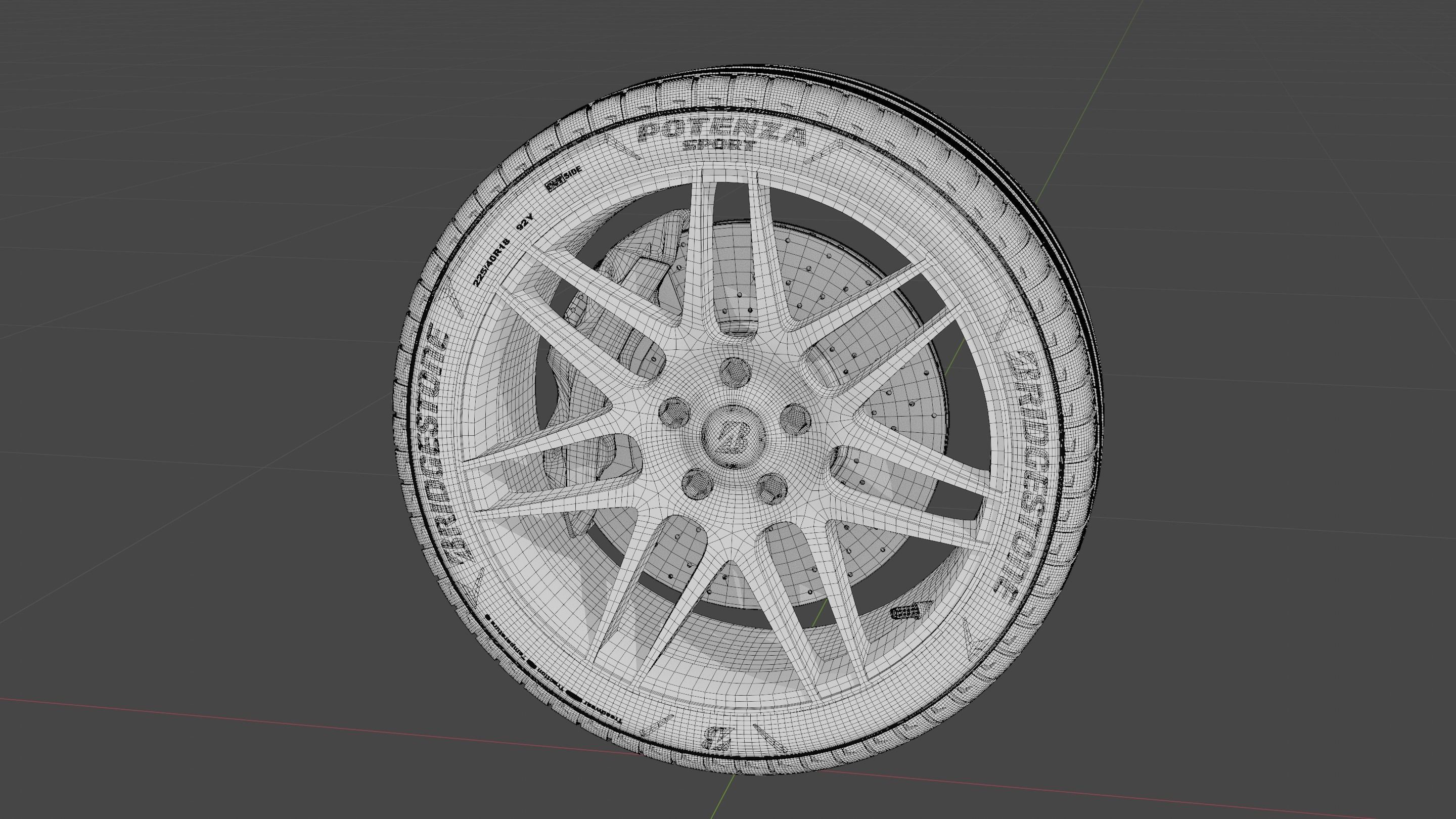 3d Wheel Model of Bridgestone POTENZA SPORT Low-poly 3D model_5
