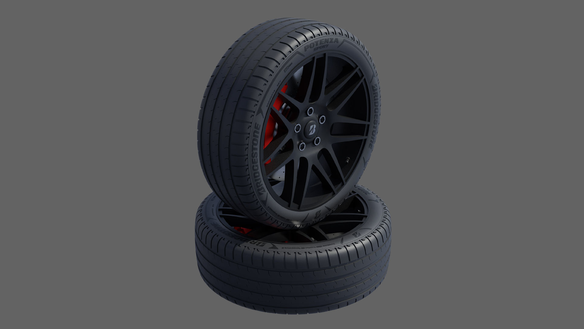3d Wheel Model of Bridgestone POTENZA SPORT Low-poly 3D model_4