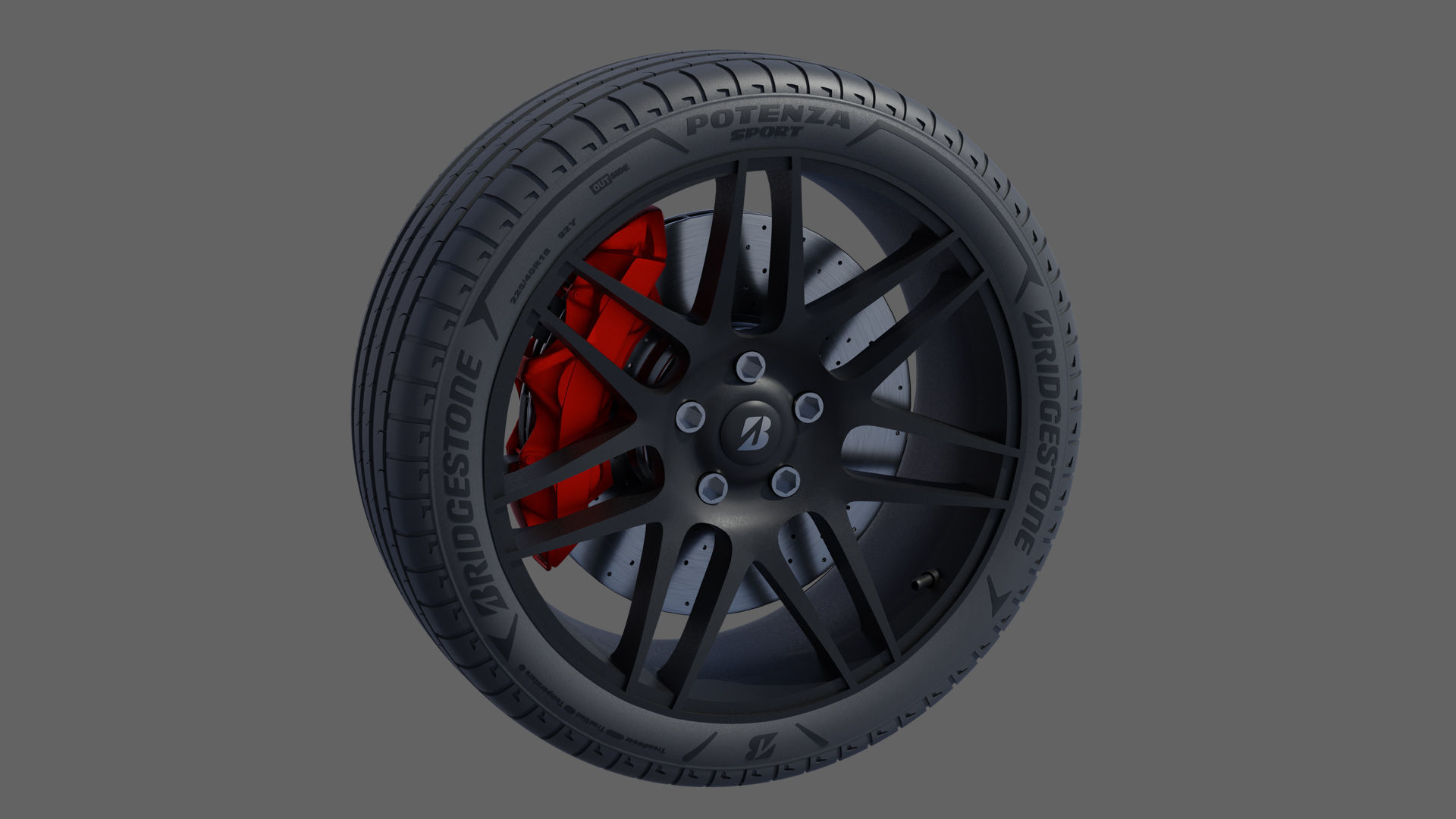 3d Wheel Model of Bridgestone POTENZA SPORT Low-poly 3D model_2