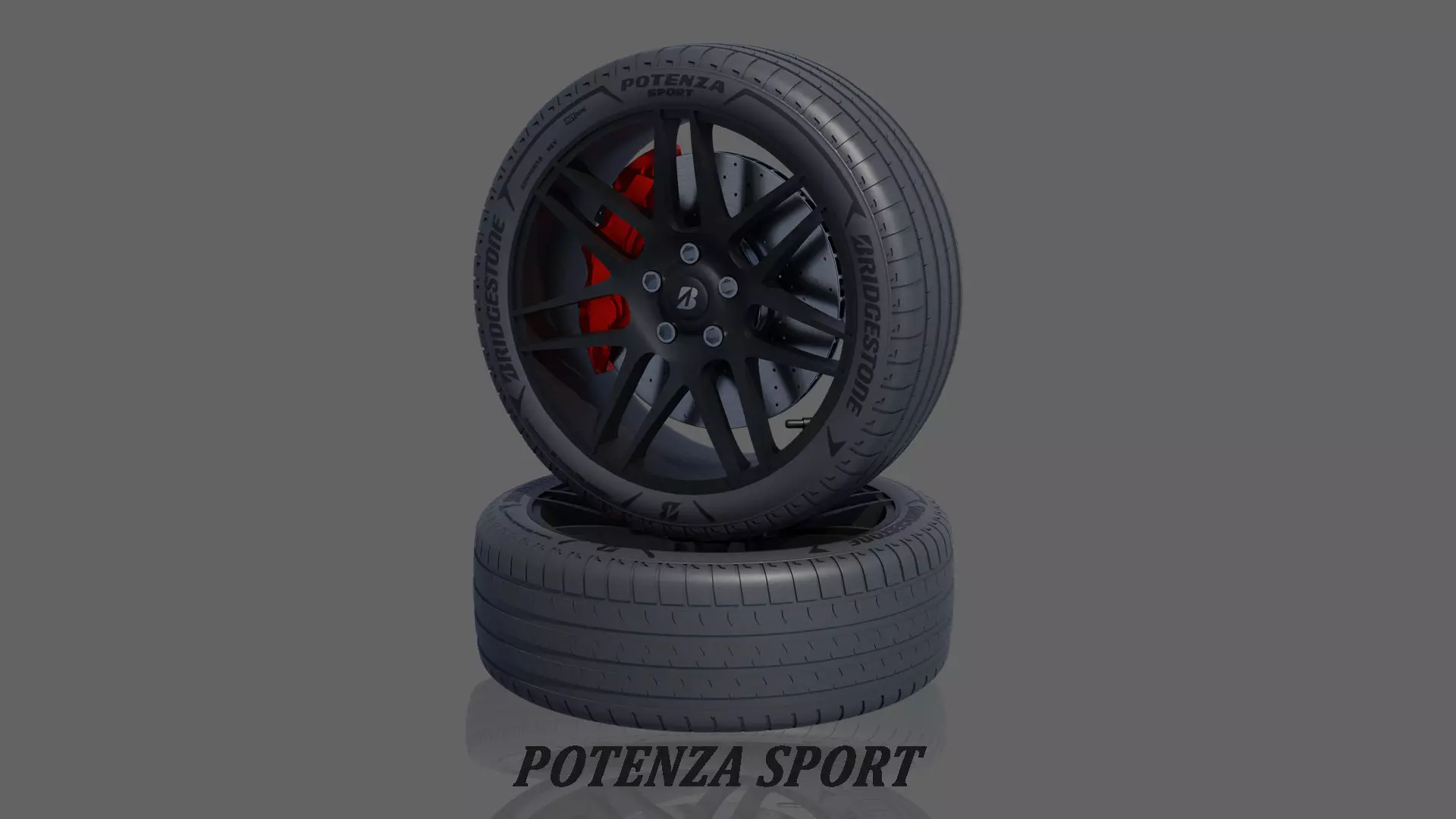 3d Wheel Model of Bridgestone POTENZA SPORT Low-poly 3D model_0