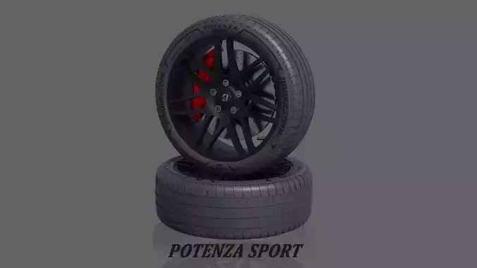 3d Wheel Model of Bridgestone POTENZA SPORT Low-poly 3D model