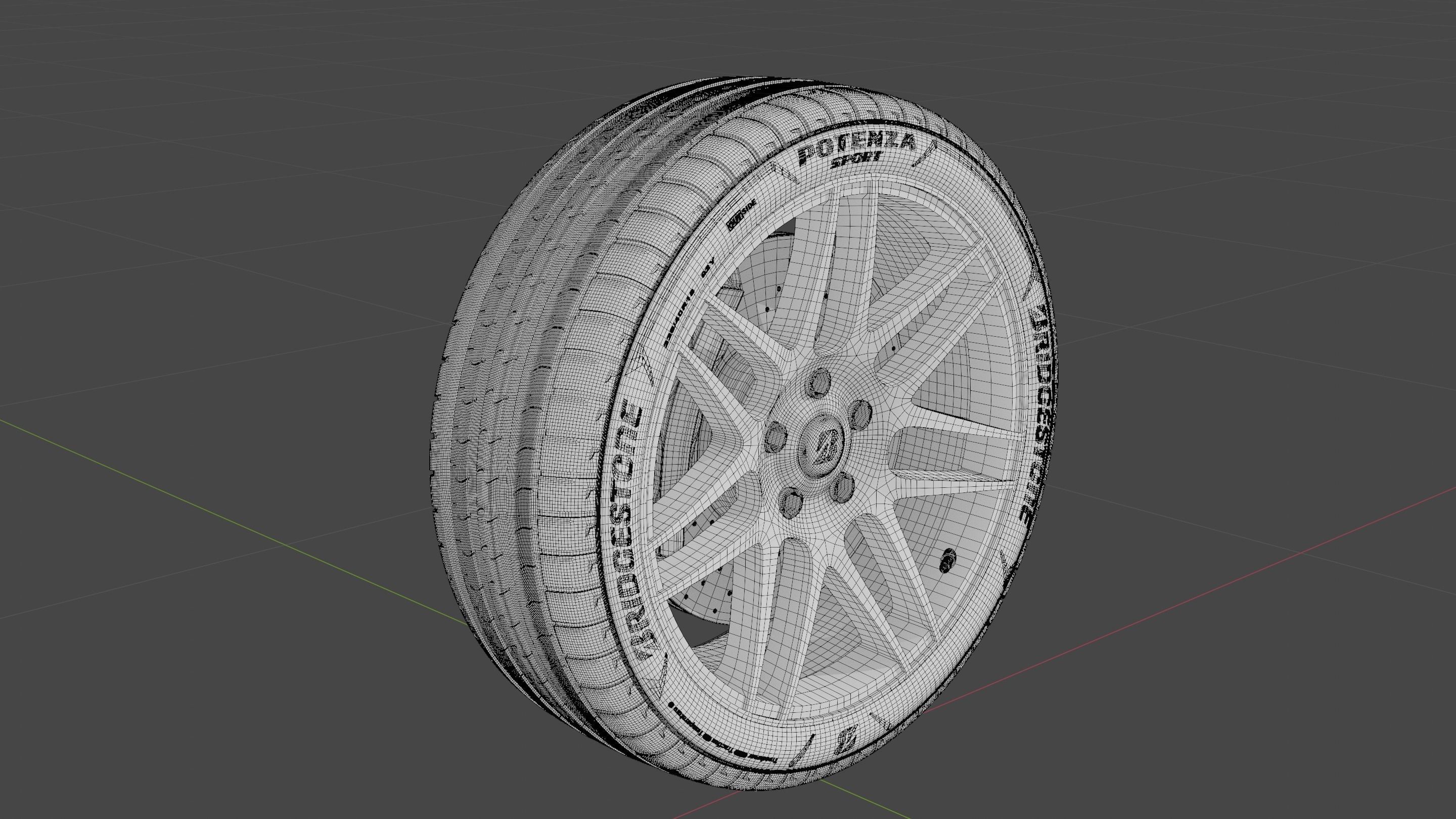 3d Wheel Model of Bridgestone POTENZA SPORT Low-poly 3D model_6