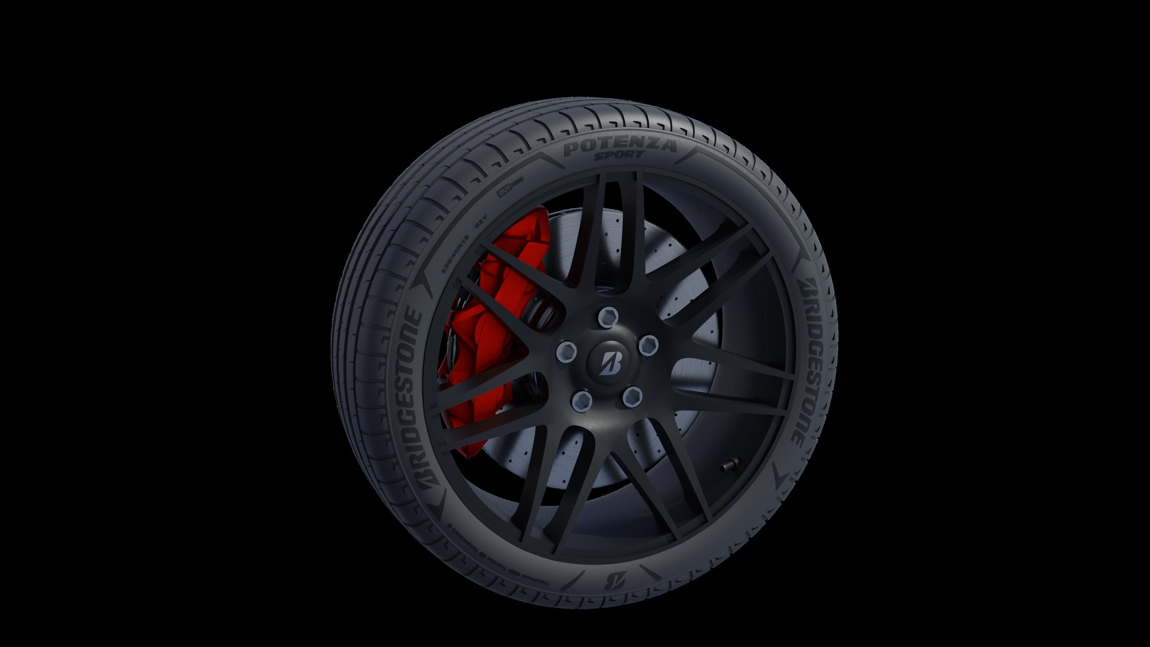 3d Wheel Model of Bridgestone POTENZA SPORT Low-poly 3D model_12