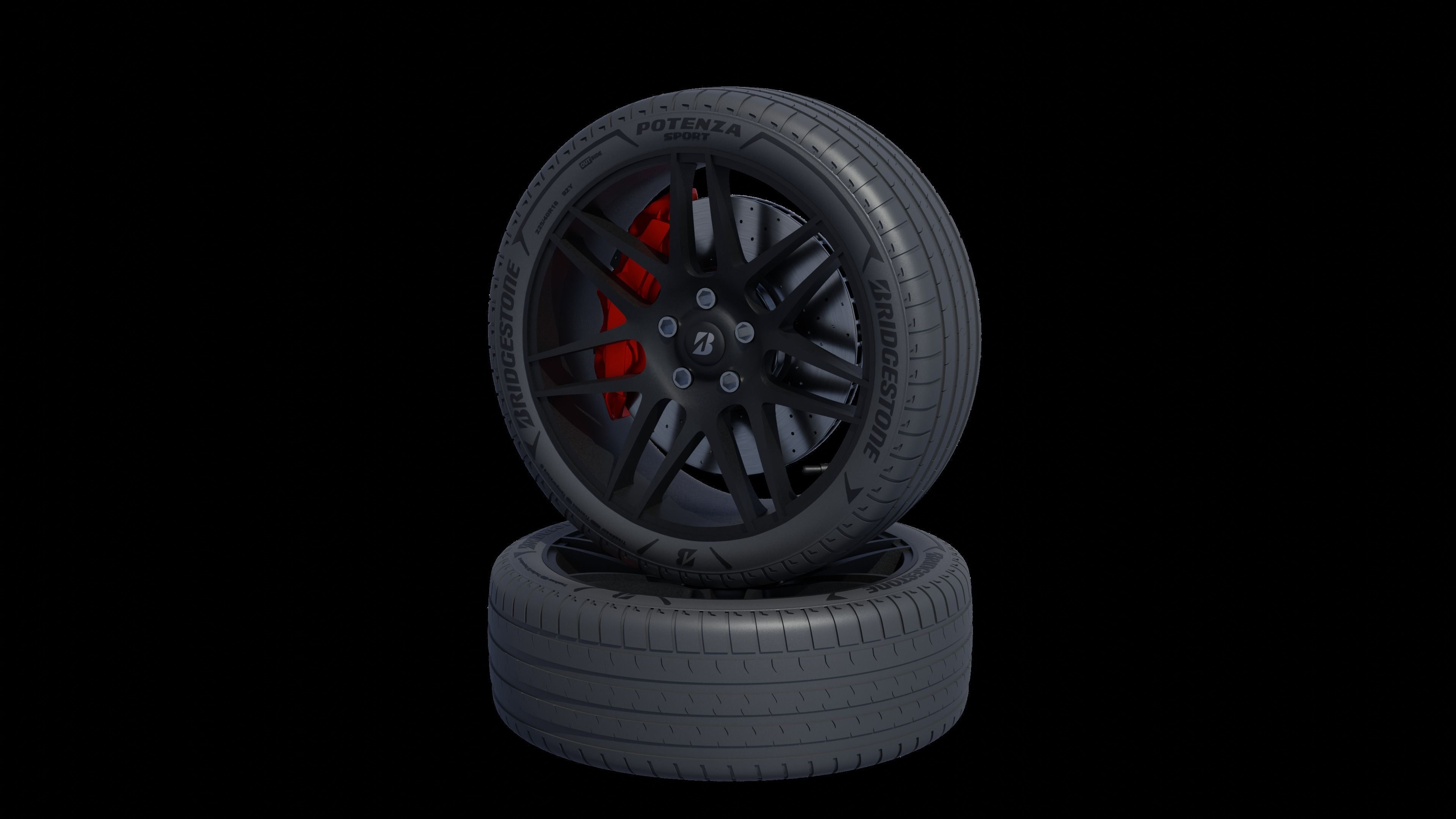3d Wheel Model of Bridgestone POTENZA SPORT Low-poly 3D model_13