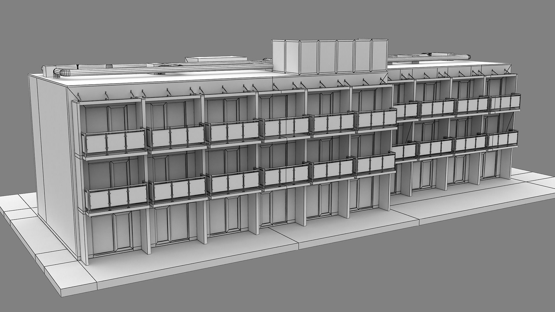 Realistic European City Block Building 30 Low-poly 3D model_8