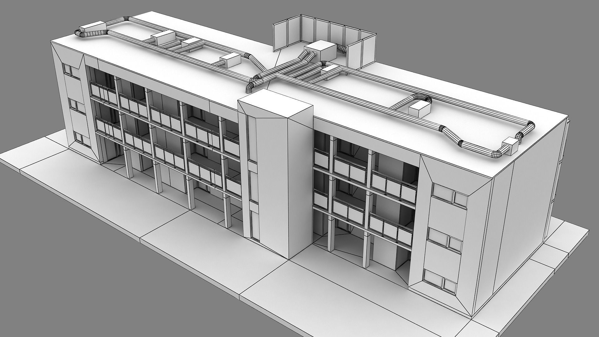 Realistic European City Block Building 30 Low-poly 3D model_13