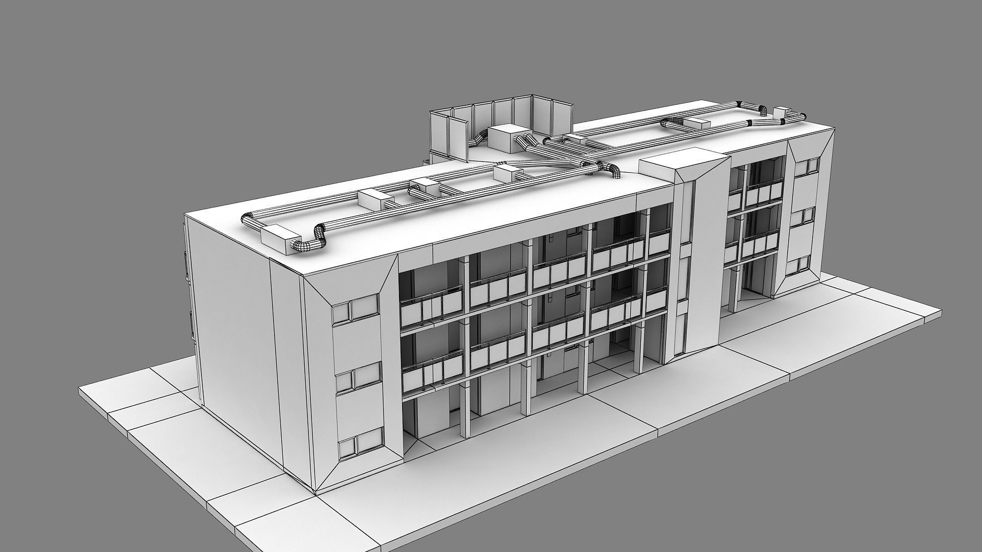 Realistic European City Block Building 30 Low-poly 3D model_11