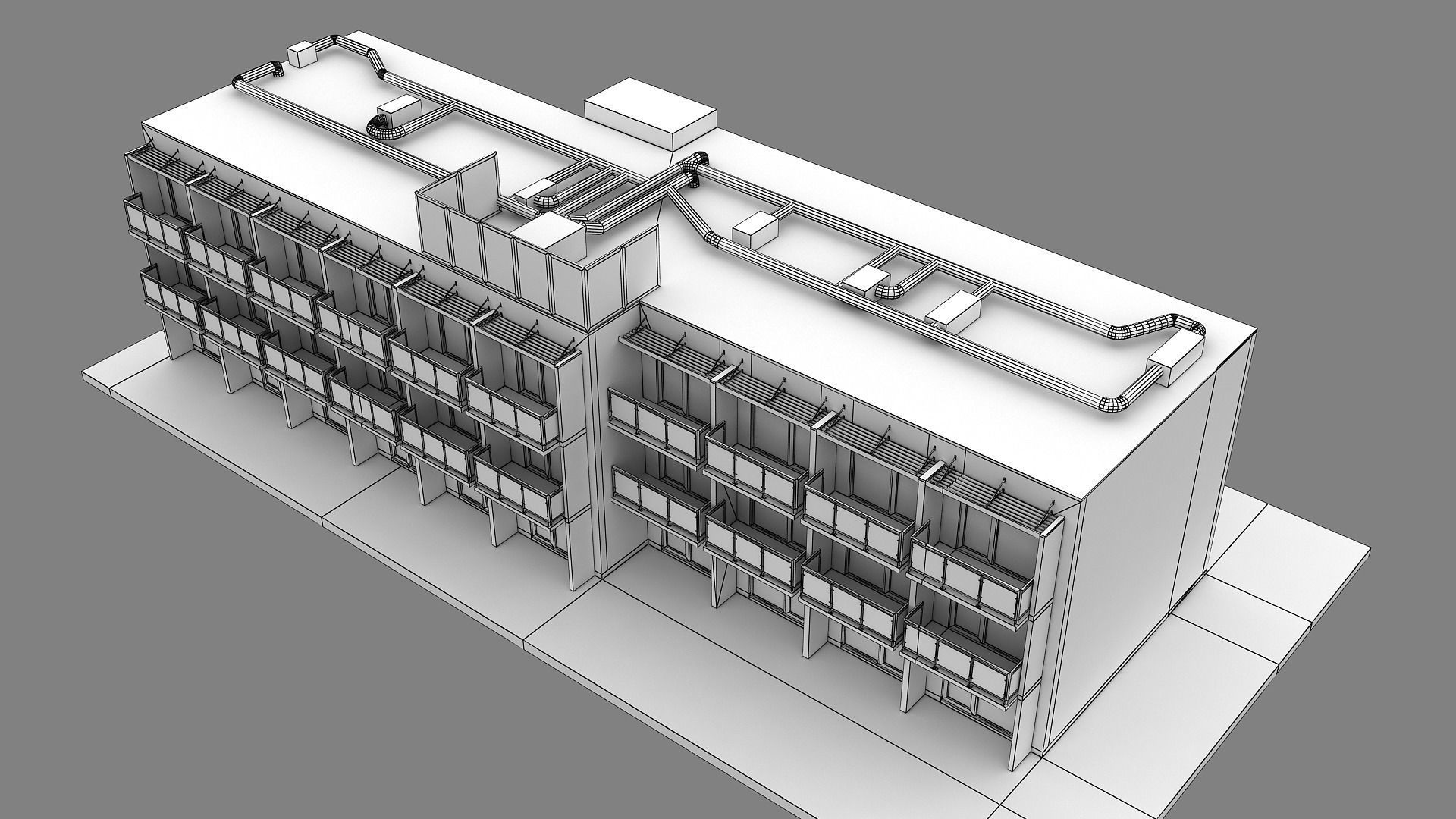 Realistic European City Block Building 30 Low-poly 3D model_10