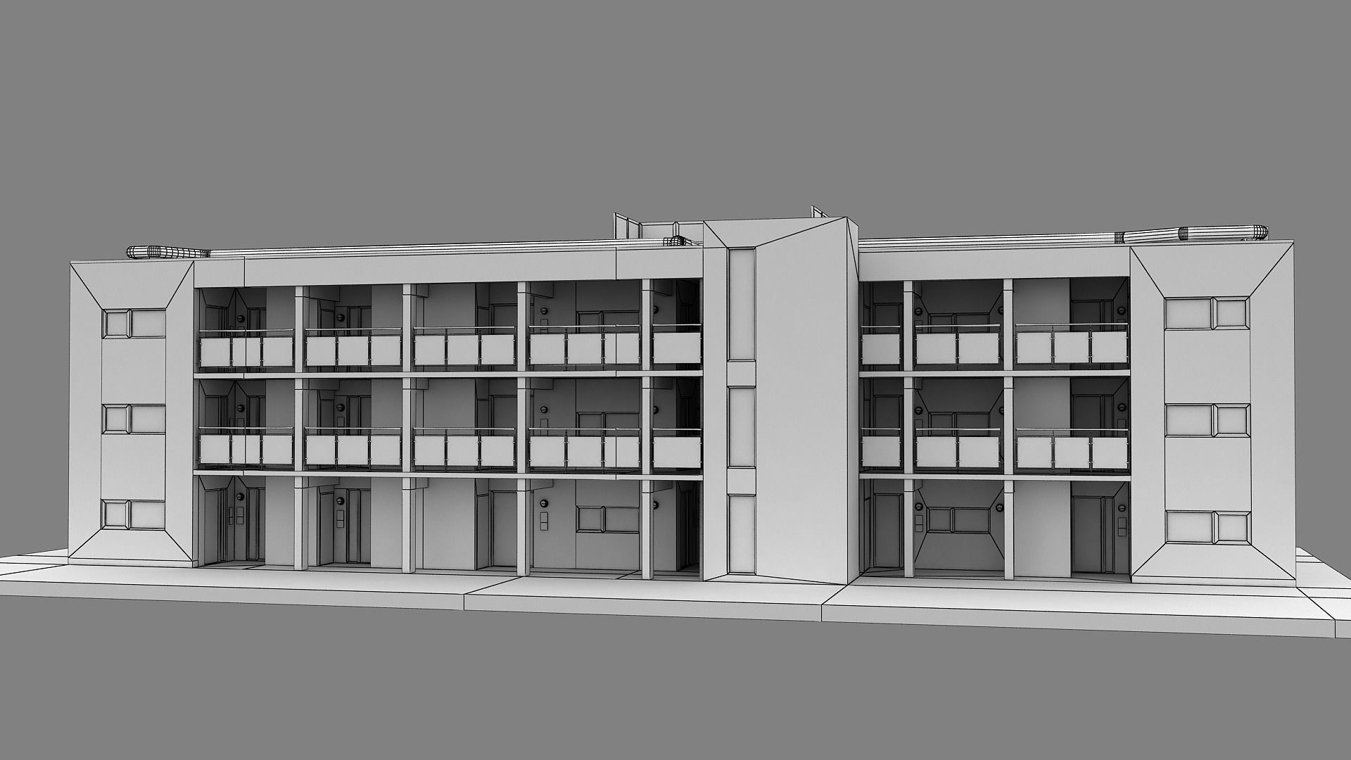 Realistic European City Block Building 30 Low-poly 3D model_12