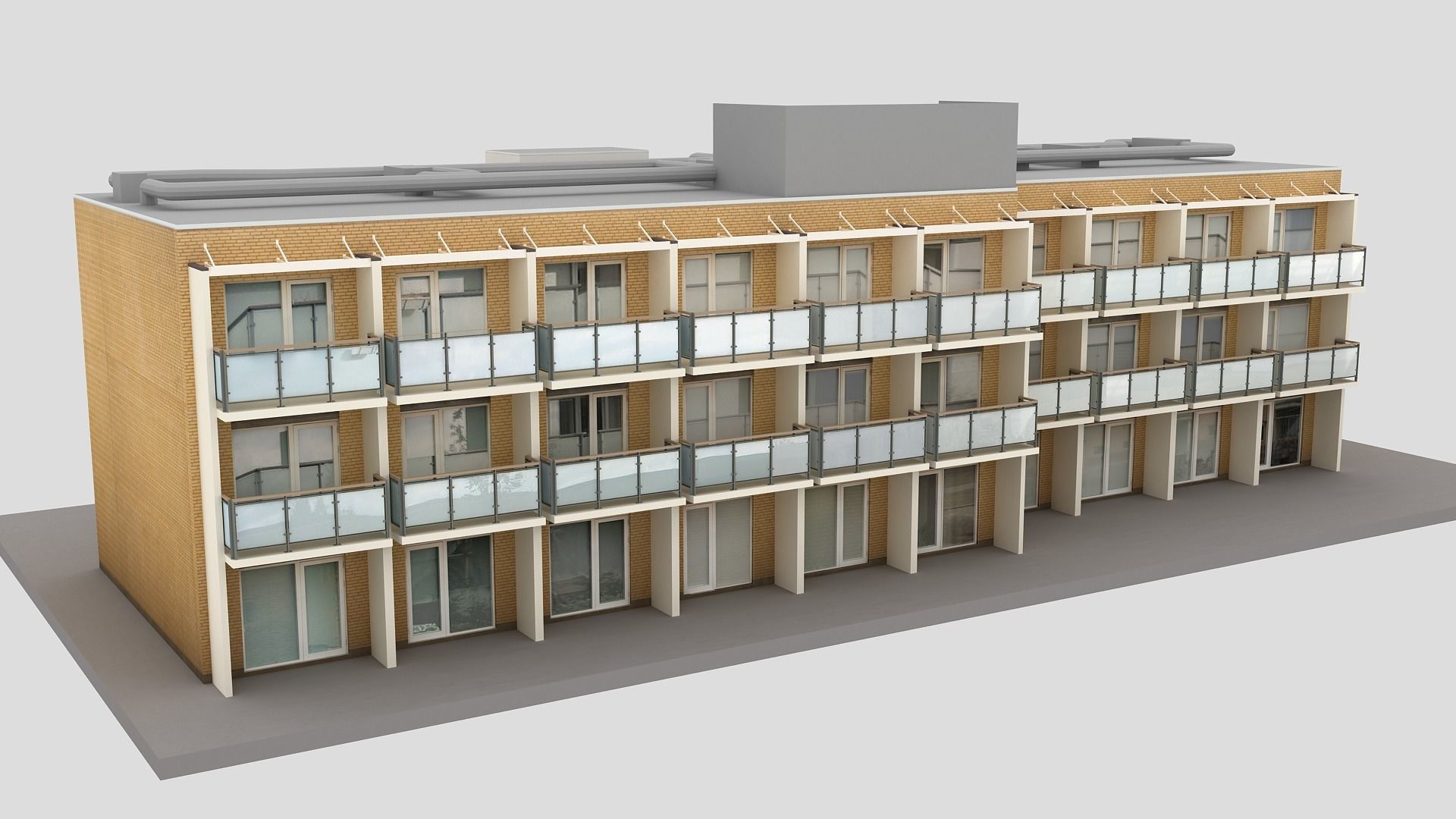 Realistic European City Block Building 30 Low-poly 3D model_1