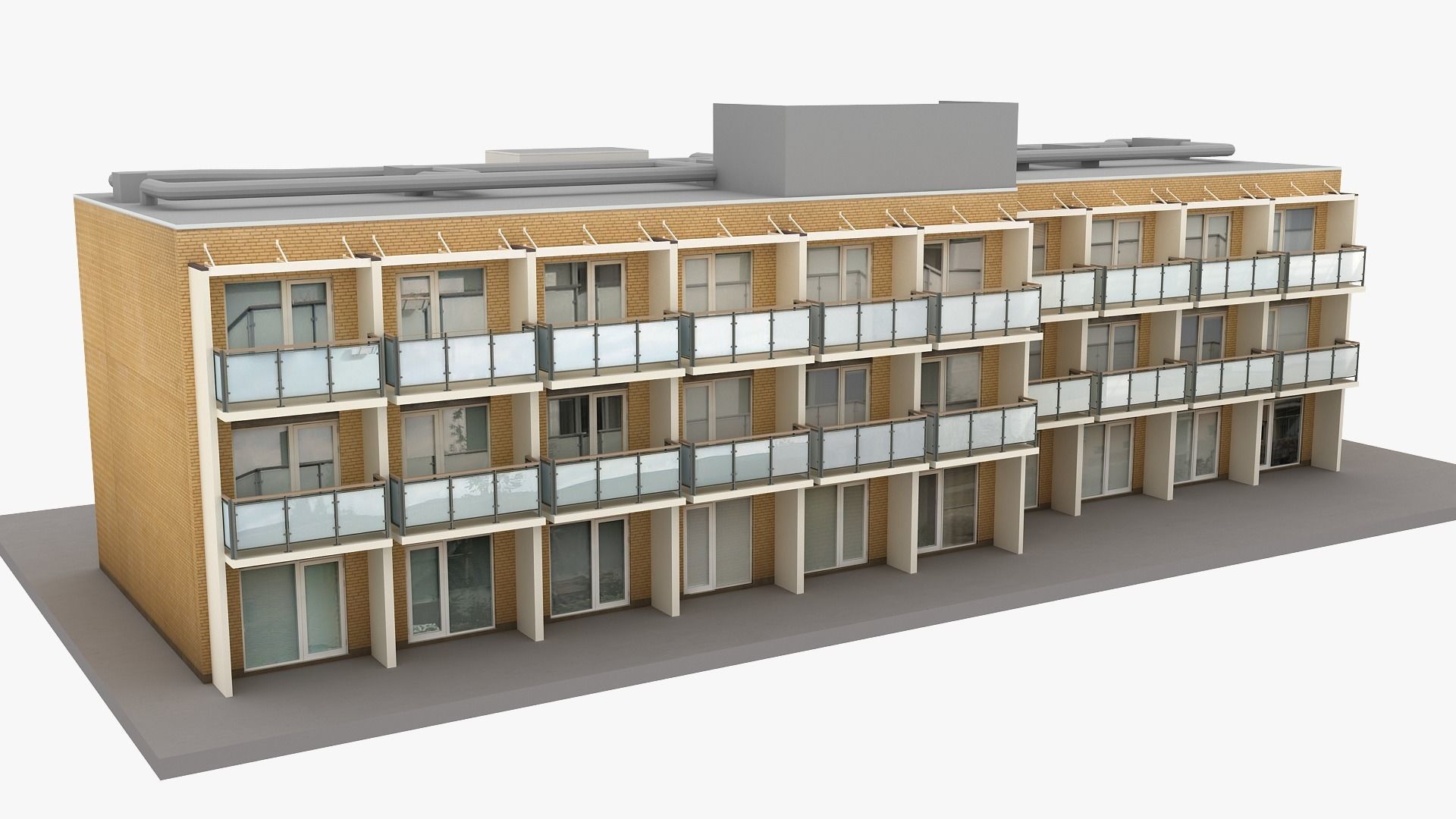 Realistic European City Block Building 30 Low-poly 3D model_7