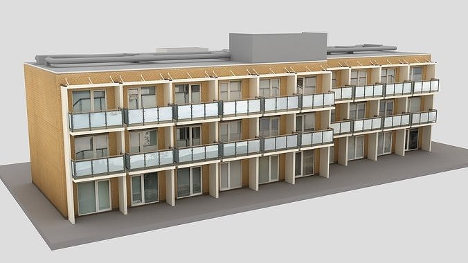 Realistic European City Block Building 30 Low-poly 3D model