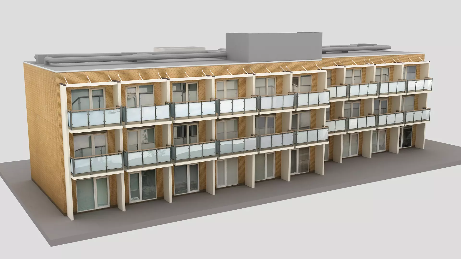 Realistic European City Block Building 30 Low-poly 3D model_0