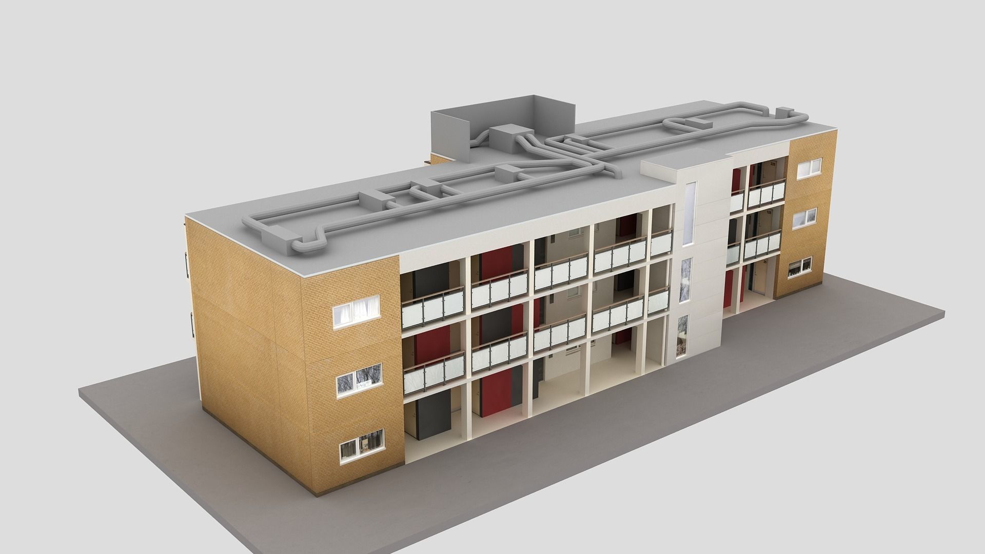 Realistic European City Block Building 30 Low-poly 3D model_4