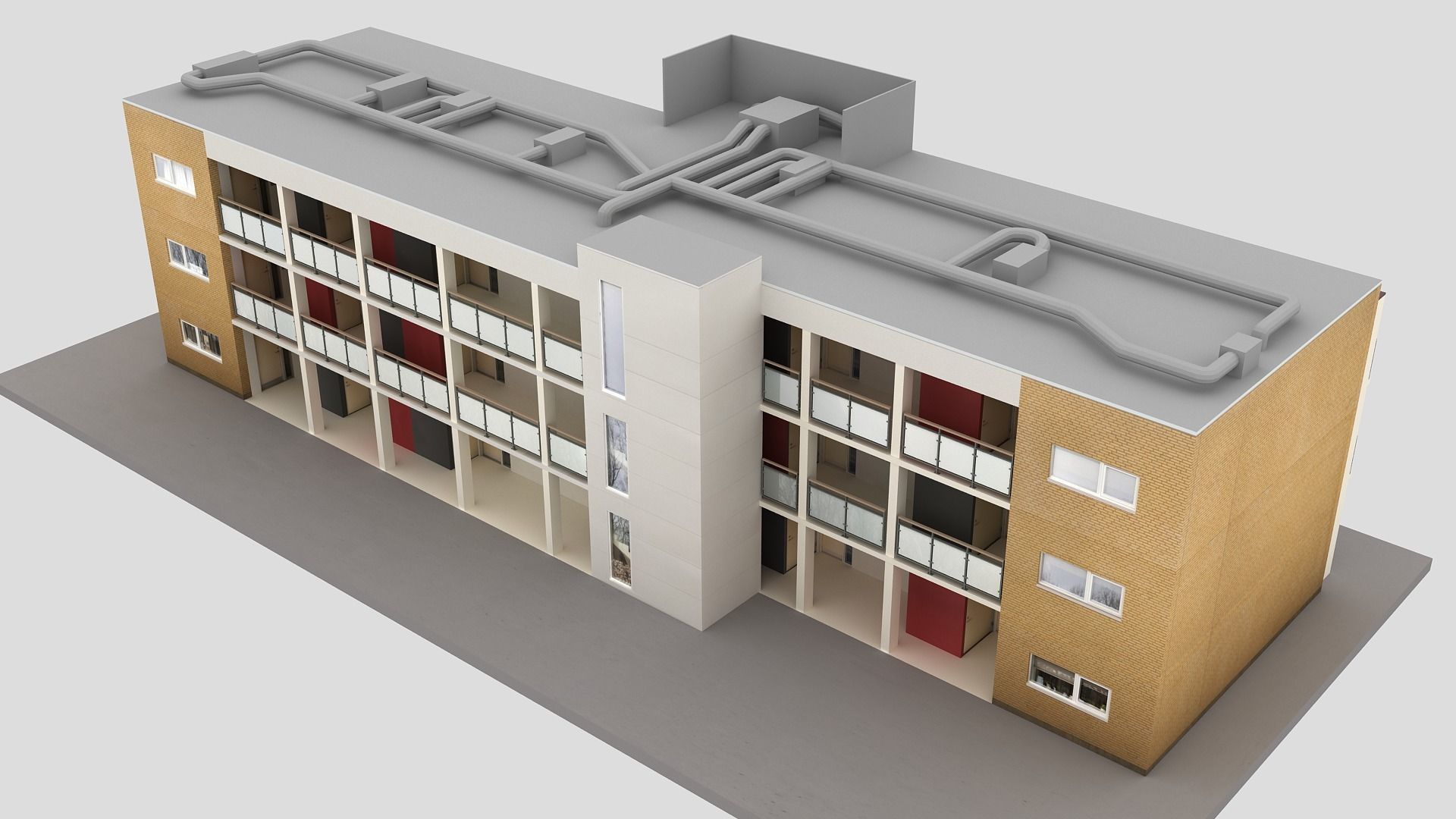 Realistic European City Block Building 30 Low-poly 3D model_6