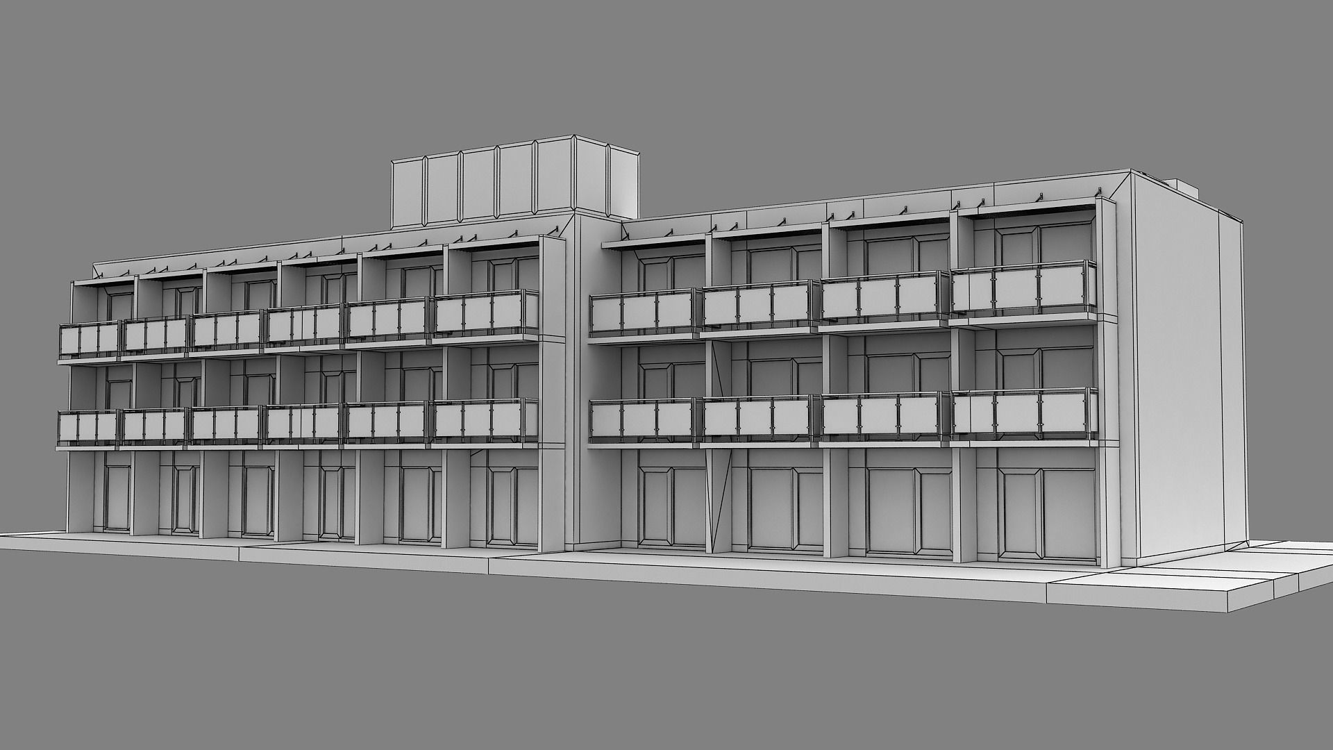 Realistic European City Block Building 30 Low-poly 3D model_9
