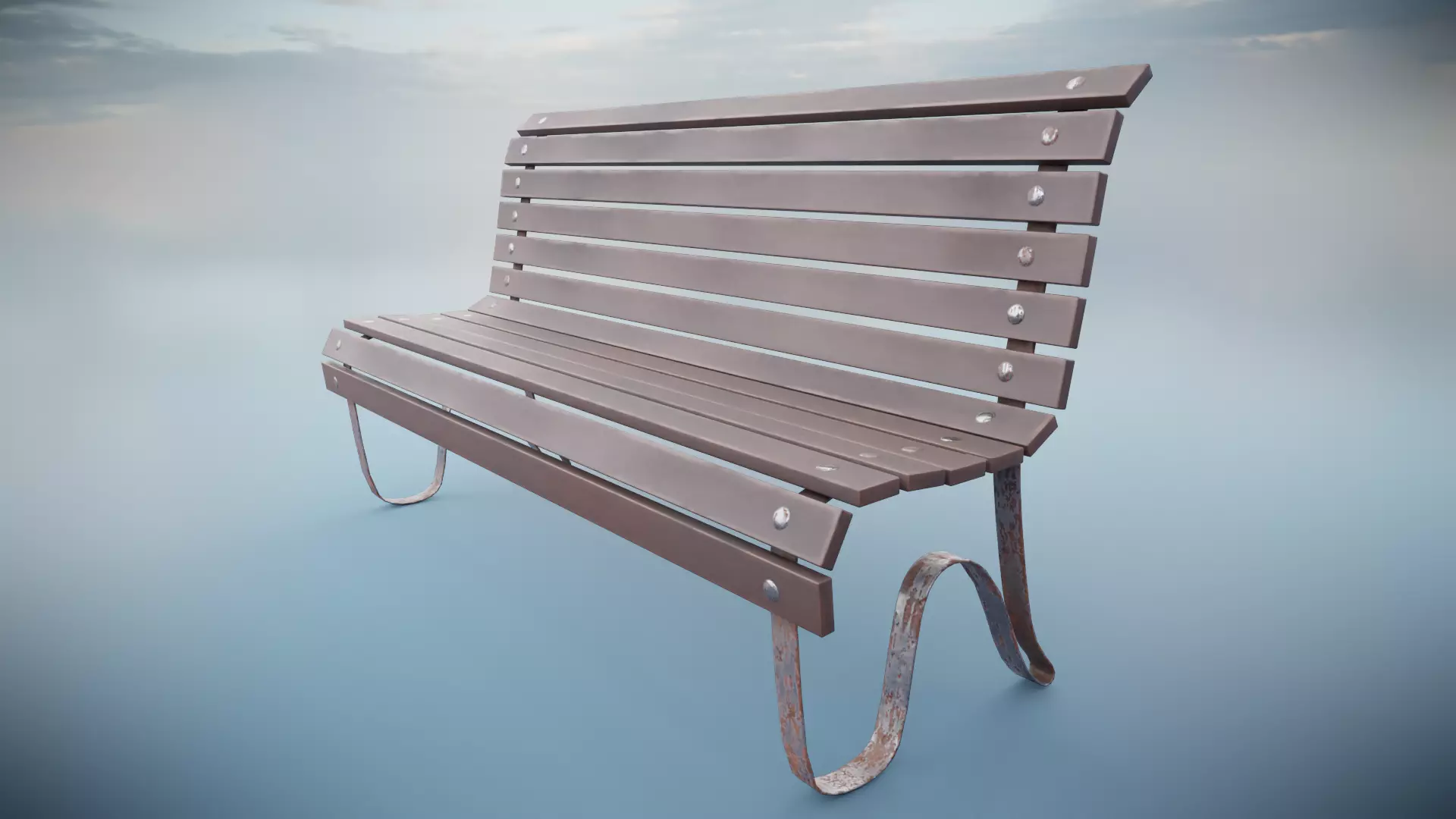 Bench Low-poly 3D model_0