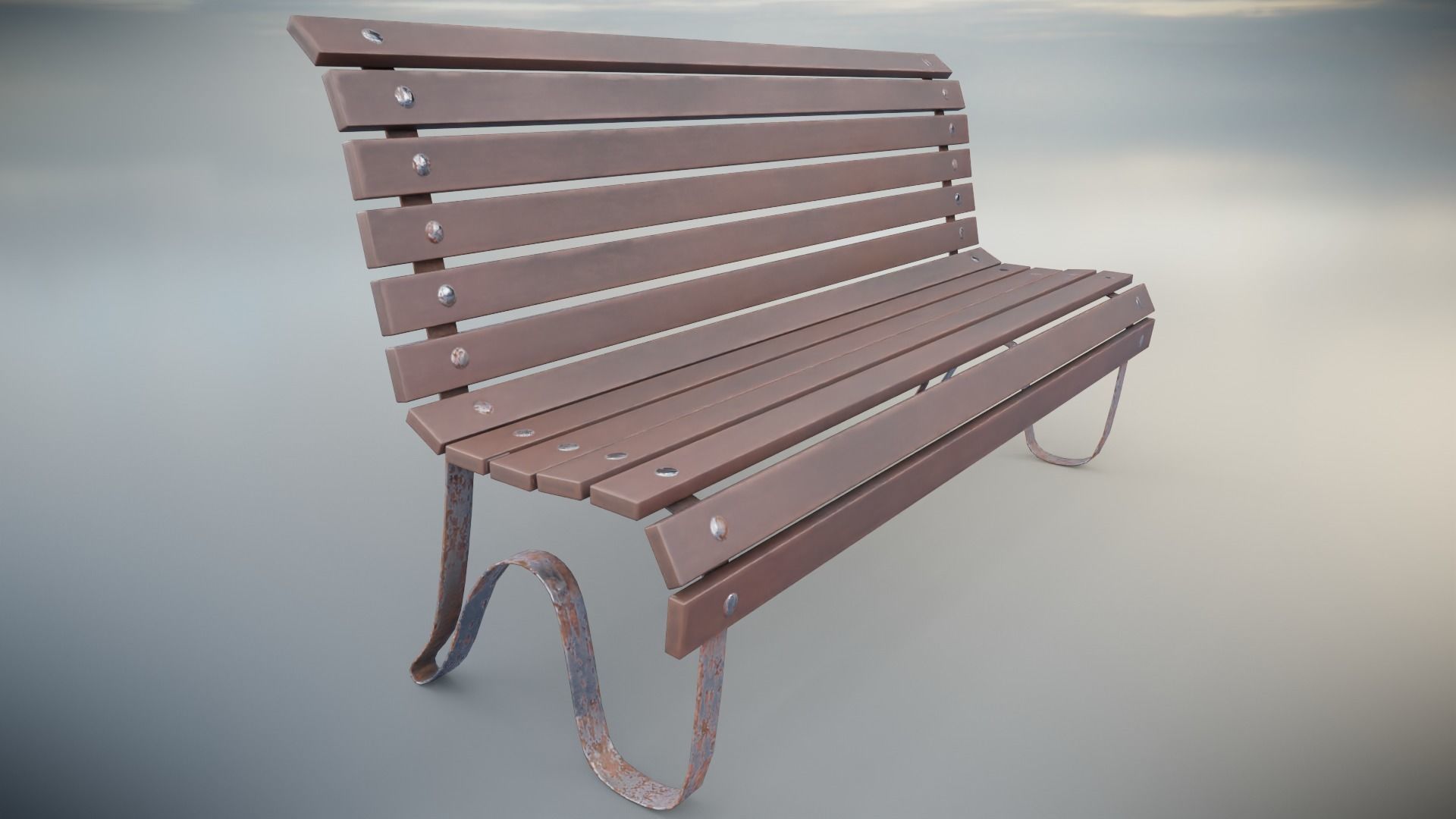 Bench Low-poly 3D model_2