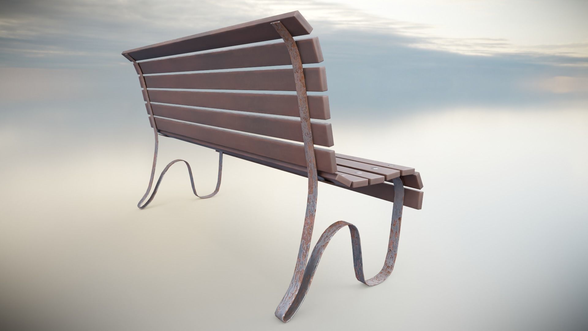 Bench Low-poly 3D model_3