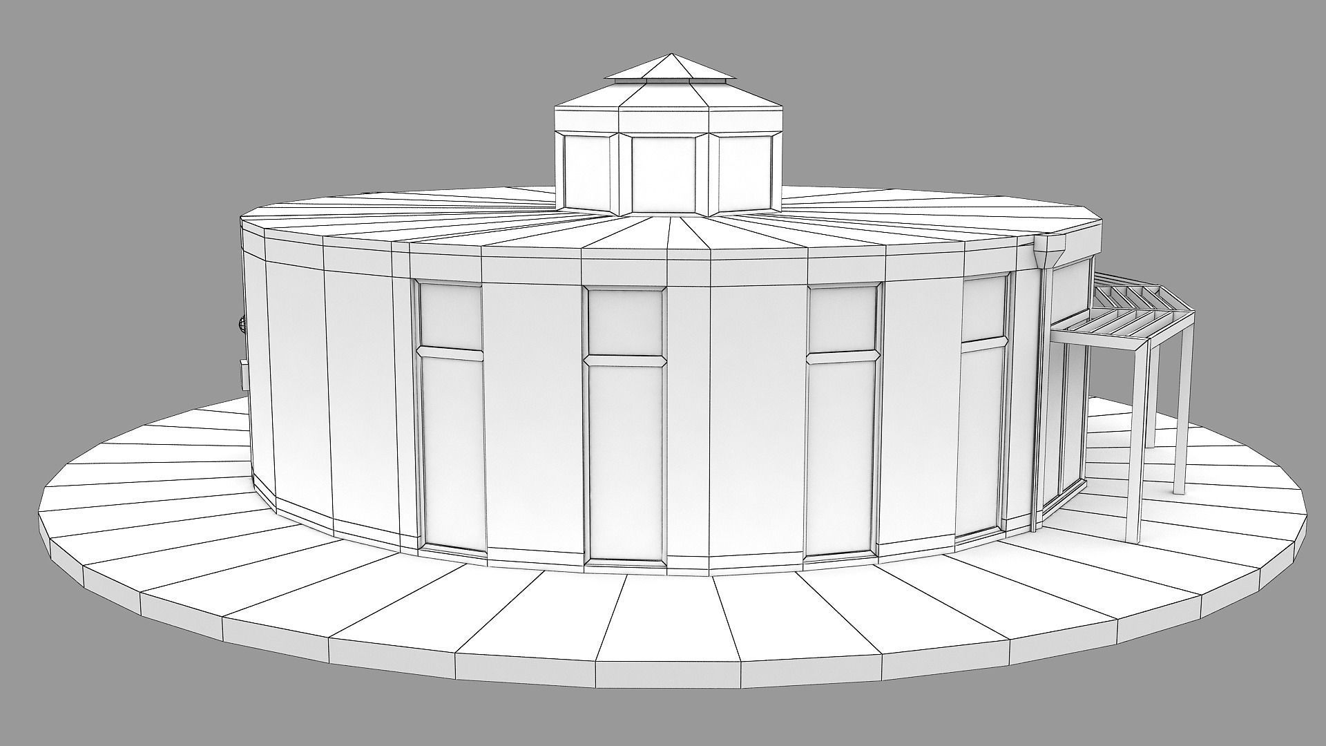 Realistic European City Block Building 36 3D model_13