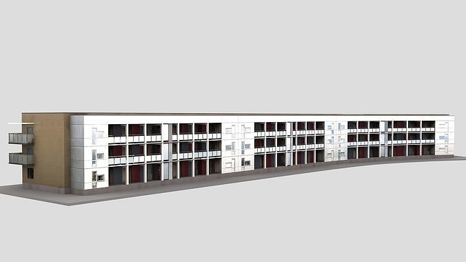Realistic European City Block Building 39 Low-poly 3D model 5