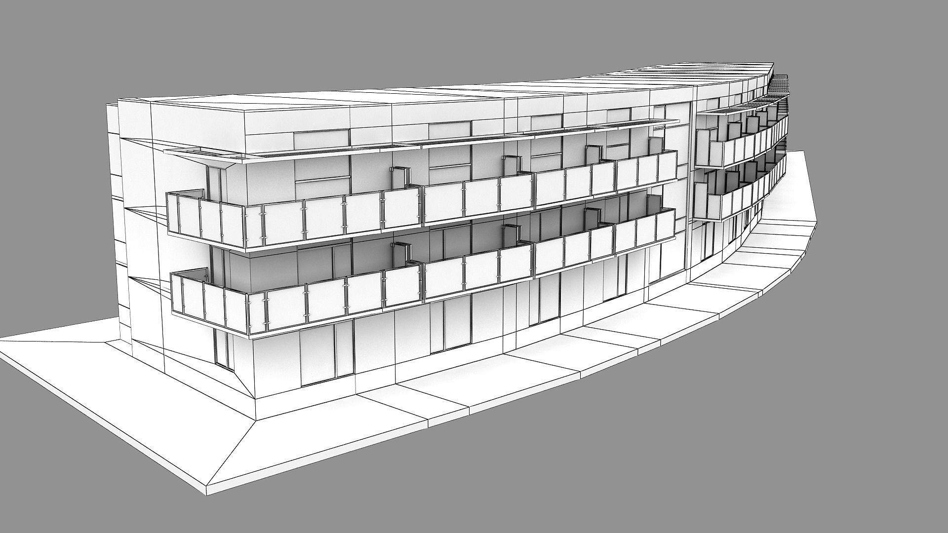 Realistic European City Block Building 39 Low-poly 3D model_11