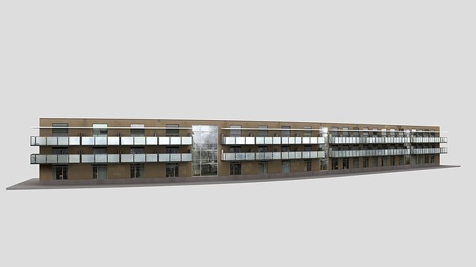 Realistic European City Block Building 39 Low-poly 3D model 6