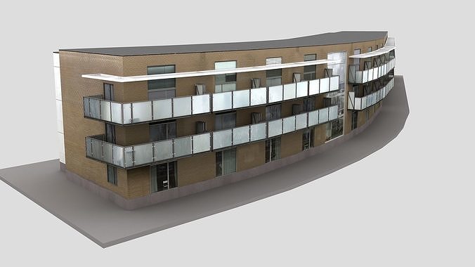 Realistic European City Block Building 39 Low-poly 3D model 2