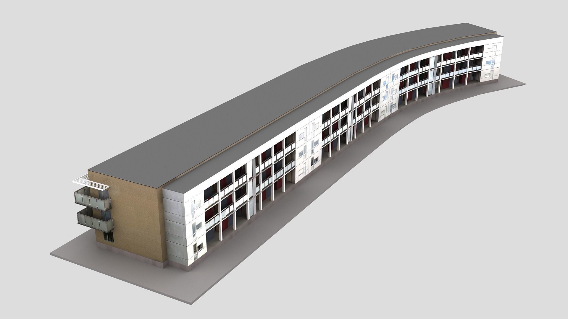 Realistic European City Block Building 39 Low-poly 3D model_3