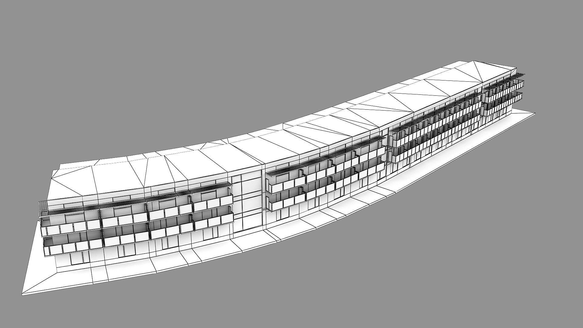 Realistic European City Block Building 39 Low-poly 3D model_10