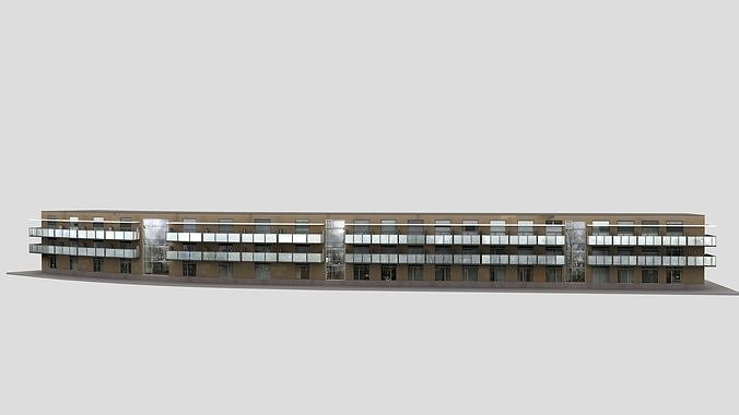 Realistic European City Block Building 39 Low-poly 3D model 7