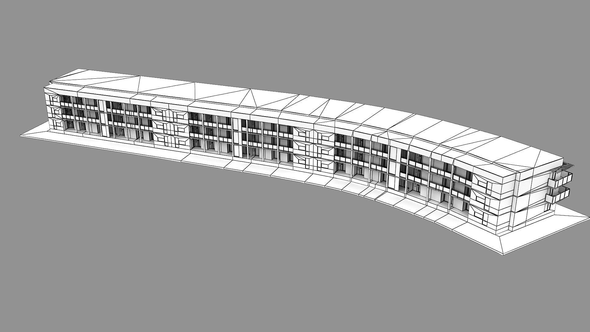 Realistic European City Block Building 39 Low-poly 3D model_12