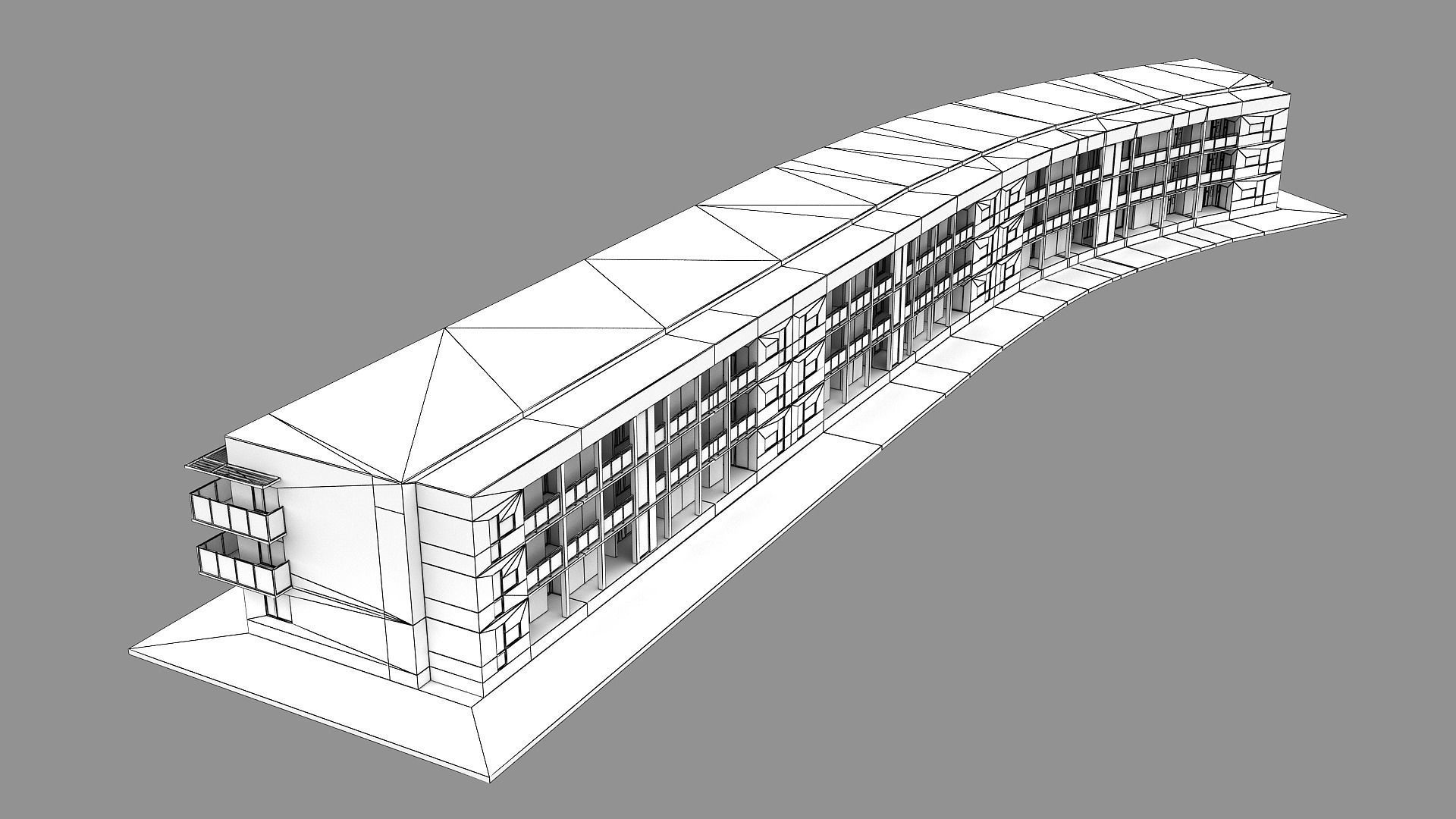 Realistic European City Block Building 39 Low-poly 3D model_13