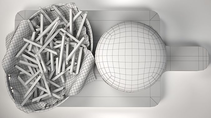 A Stylized Burger with Fries Low-poly 3D model 5