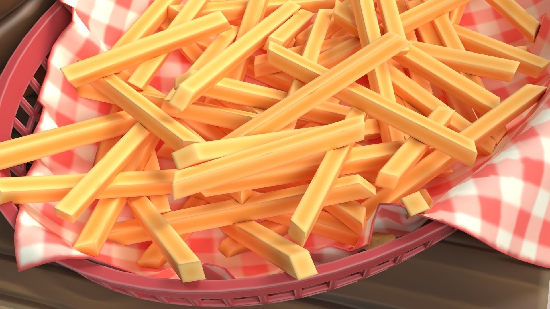 A Stylized Burger with Fries Low-poly 3D model_11