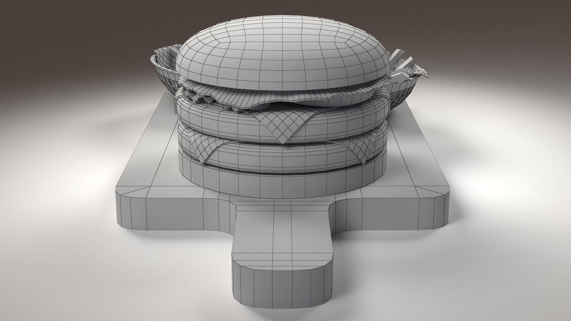 A Stylized Burger with Fries Low-poly 3D model_8