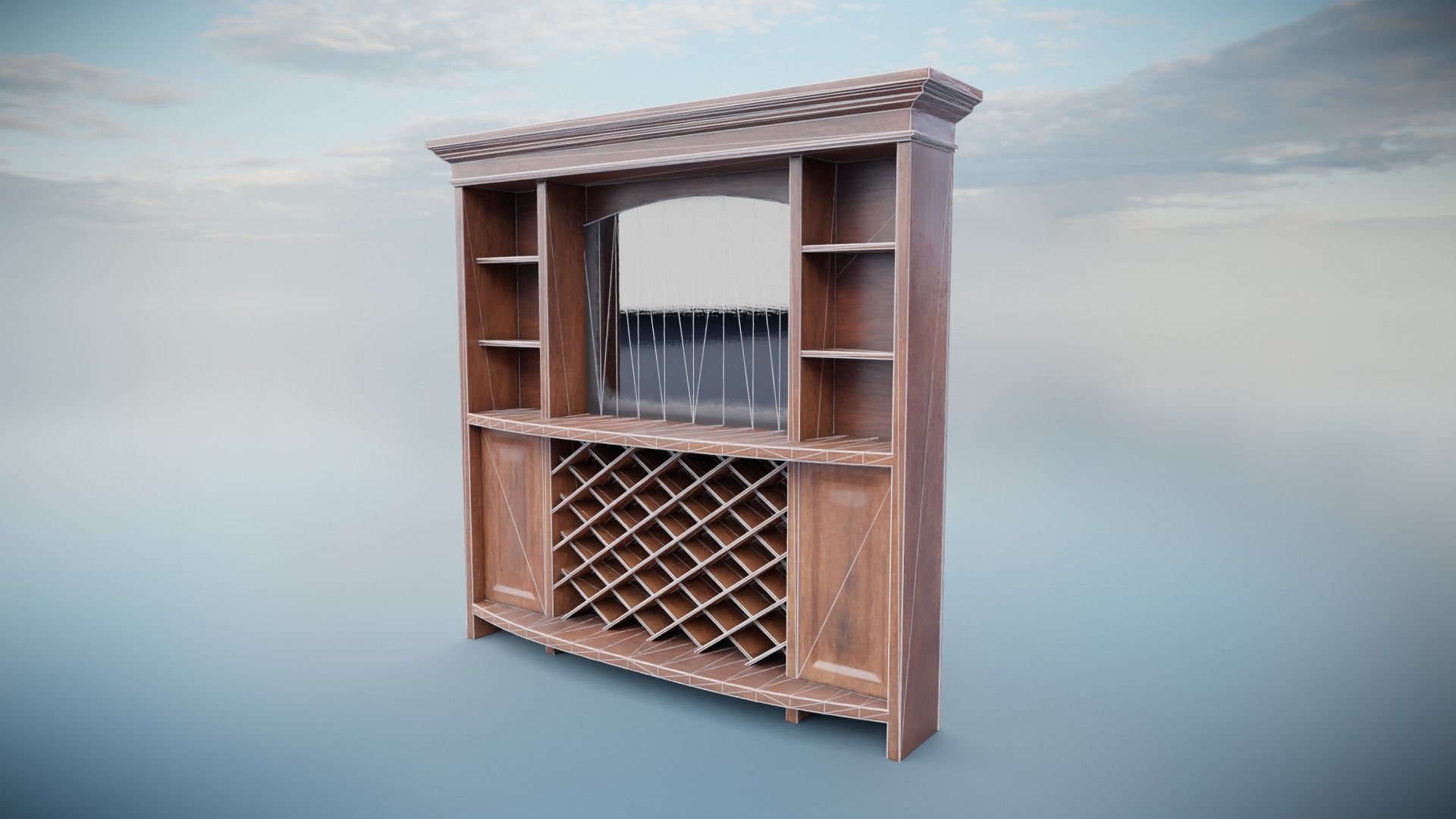 Bar shelves Low-poly 3D model_5