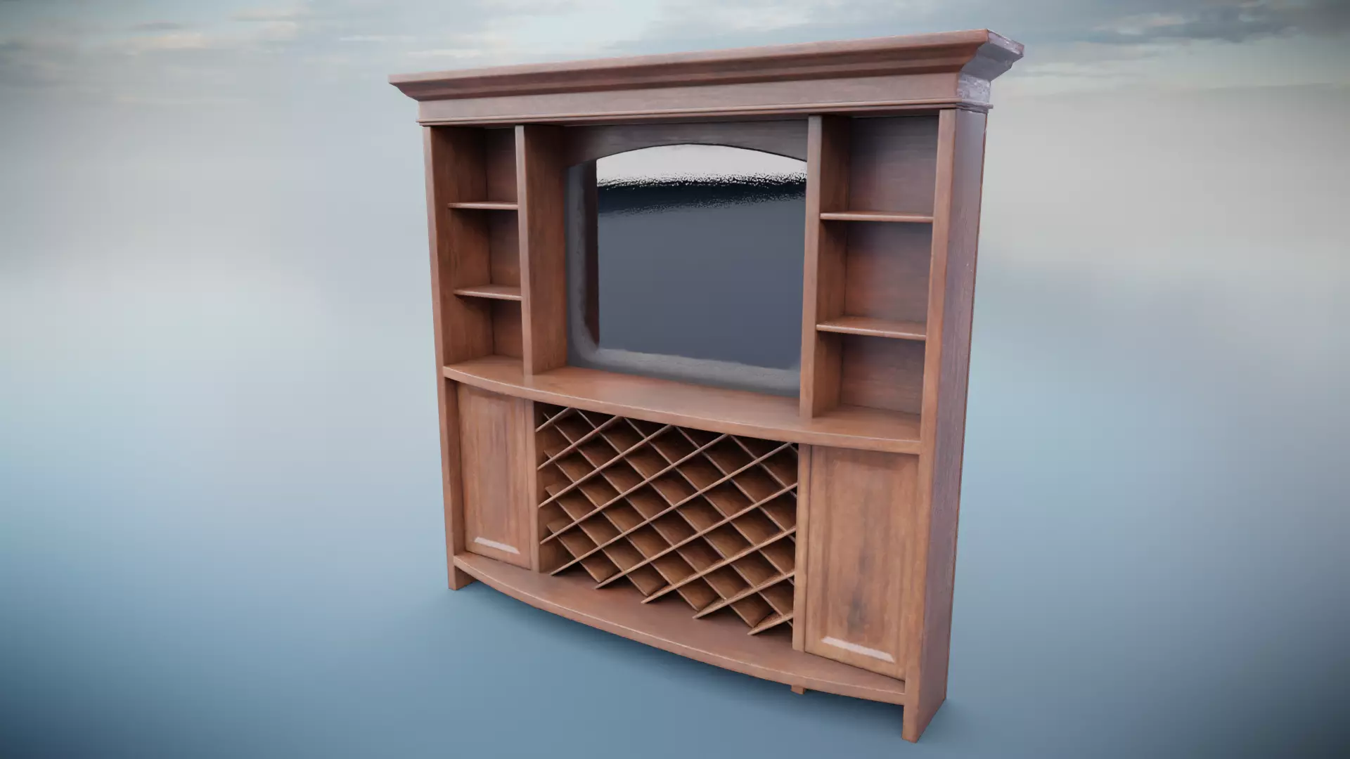 Bar shelves Low-poly 3D model_0