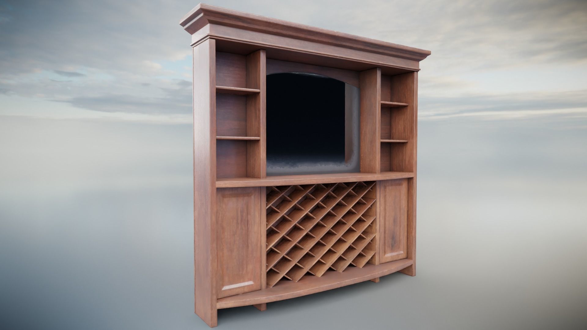 Bar shelves Low-poly 3D model_2