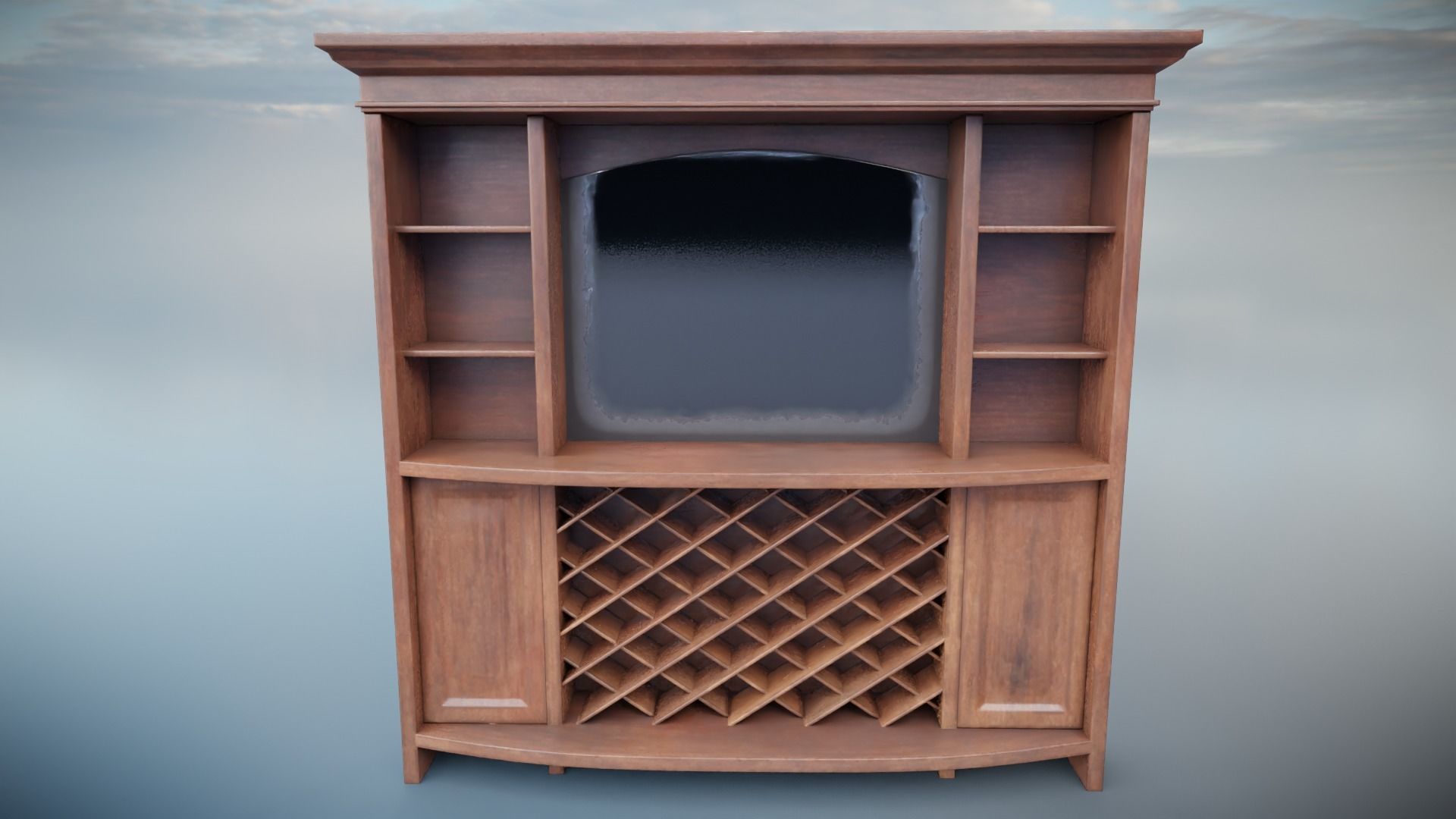 Bar shelves Low-poly 3D model_1