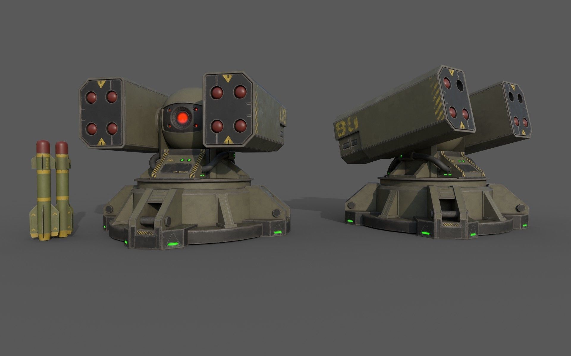 Sci-Fi MissileTurret Low-poly 3D model_2