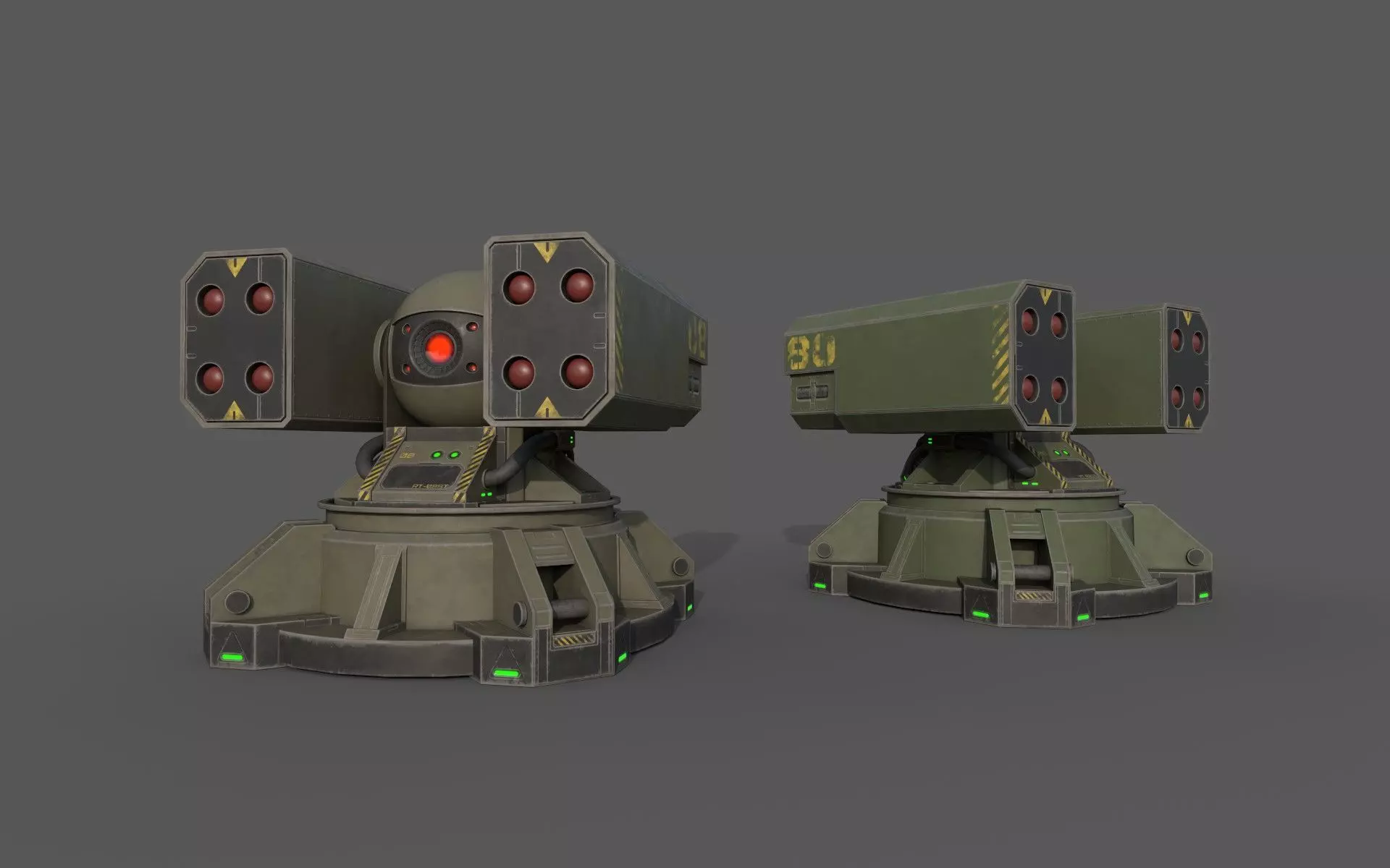 Sci-Fi MissileTurret Low-poly 3D model_0